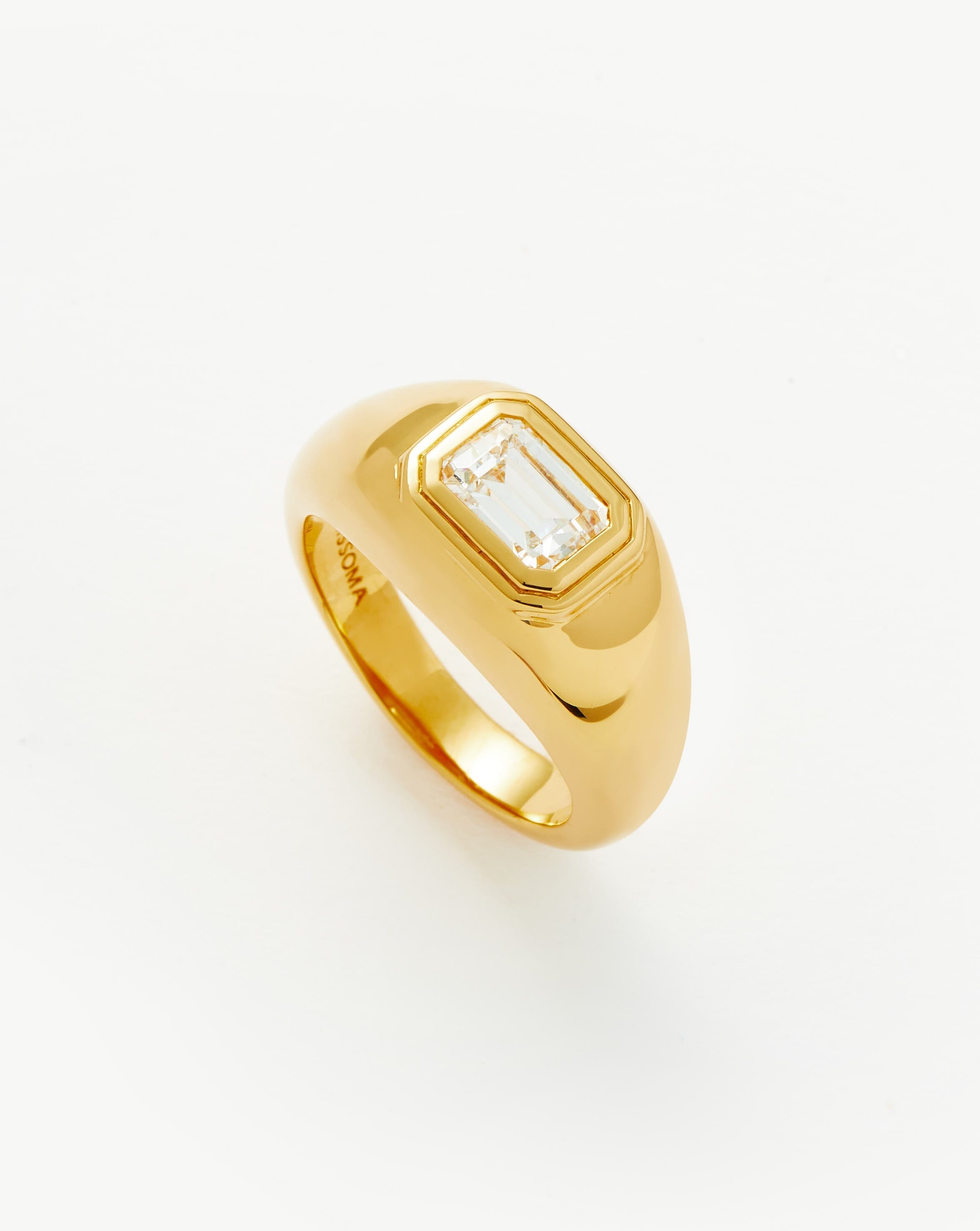 18K Gold Vermeil & Cubic Zirconia Statement Dome Ring - Elegant Jewelry for Women, Perfect for Parties, Weddings & Special Occasions