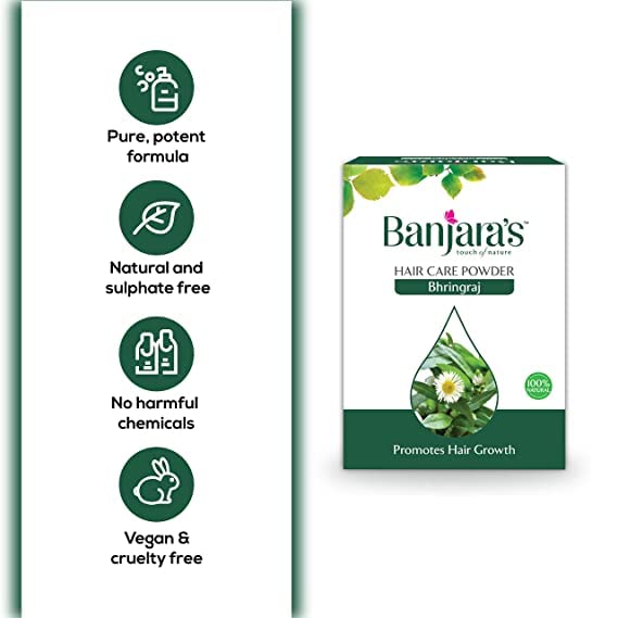 Banjara's Bhringraj Powder for Hair Growth & Spa Treatment - 300g | 100% Natural, Chemical-Free, Preservative-Free, Pesticide-Free | DIY Hair Mask for Thicker, Longer & Healthier Hair - Perfect for At-Home Hair Care & Ayurvedic Treatments