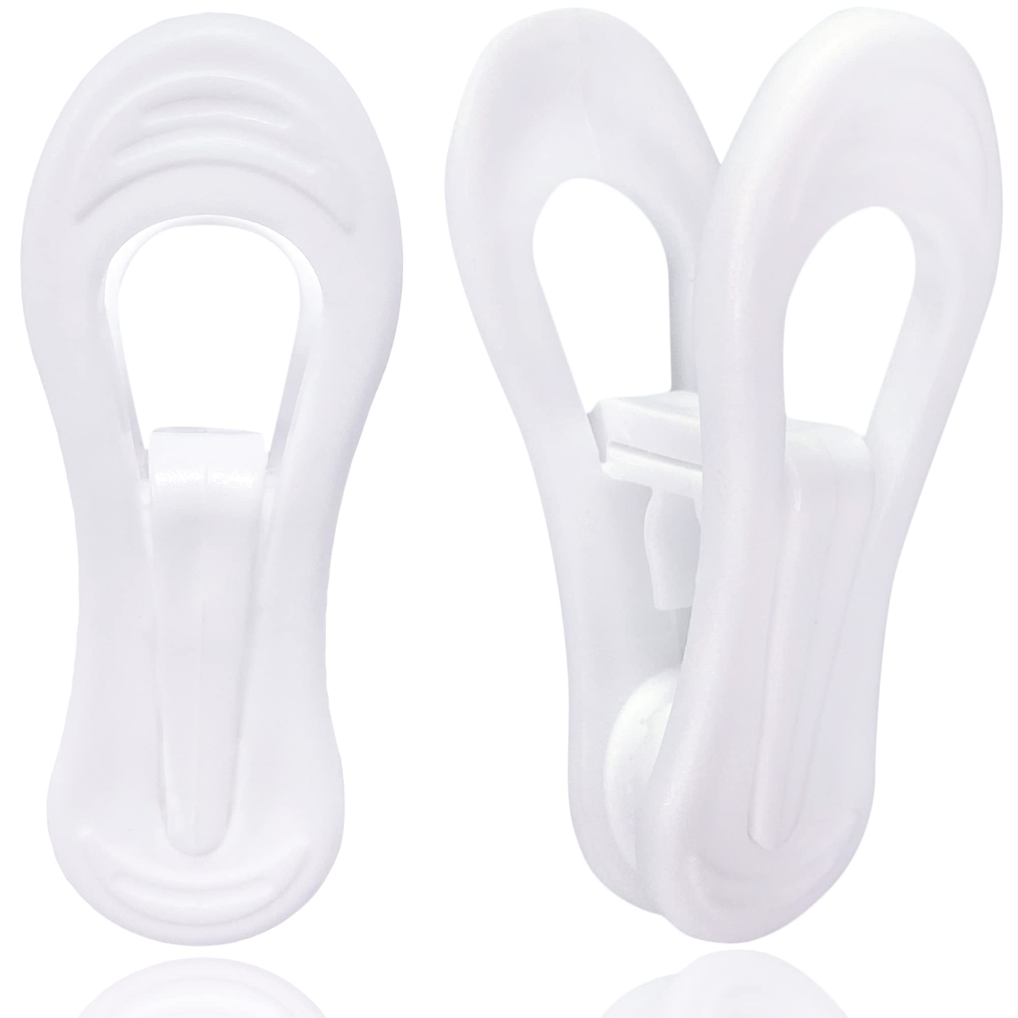 60 Pack White Plastic Hanger Clips - Multi-Purpose Clothes Clips for Skirts, Pants & Home Organization - Strong Finger Grips for Closet, Office & Travel Use