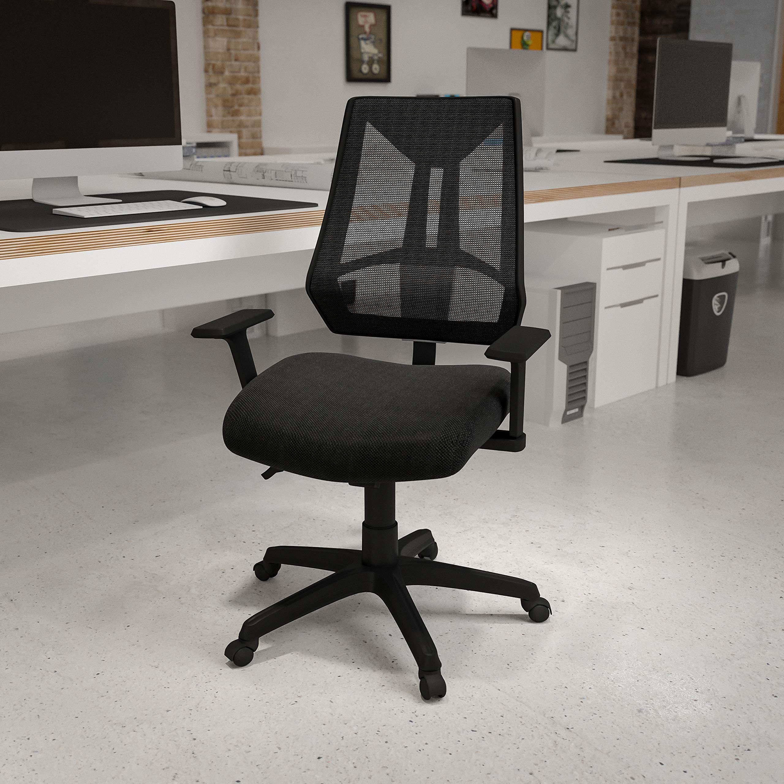 High Back Black Mesh Ergonomic Office Chair with Adjustable Arms - Comfortable Task Chair for Home & Office Workspace