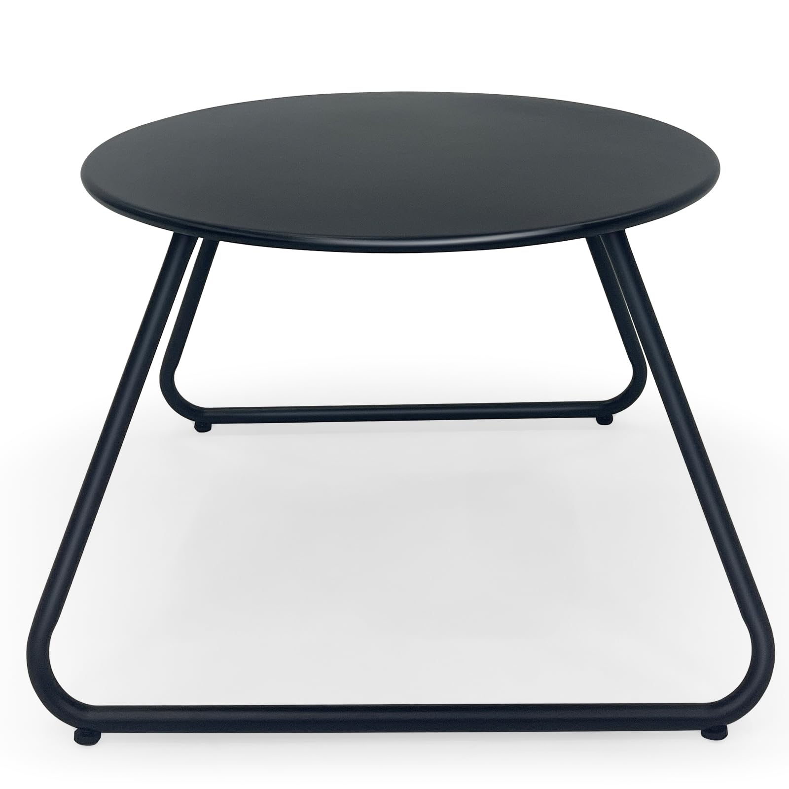 Weather-Resistant Black Metal Steel Round Outdoor Coffee Table - Perfect for Patio, Garden, Poolside & Backyard Relaxation