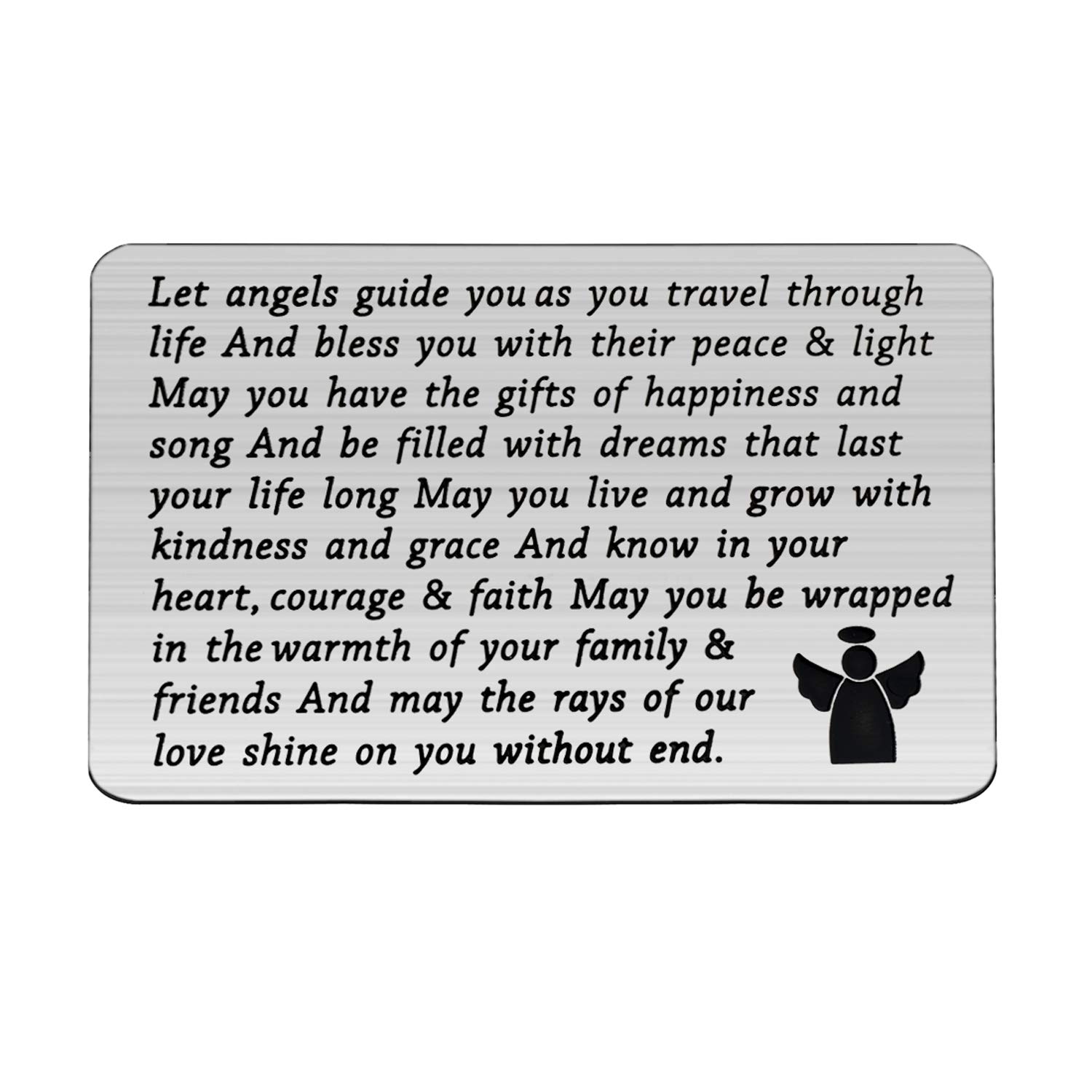 FUSTMW Guardian Angel Engraved Metal Wallet Insert Card - Thoughtful Graduation, Travel & Friendship Gift - Perfect for Graduates, Travelers & Loved Ones - Let Angels Guide Your Journey Through Life - Ideal for Daily Use, Special Occasions & Meaningful Moments