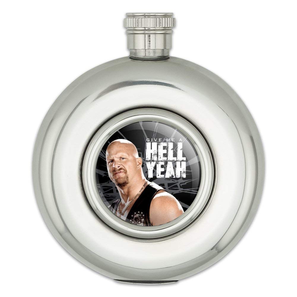 WWE Stone Cold Steve Austin 'Hell Yeah' 5oz Stainless Steel Hip Flask for Whiskey & Liquor - Perfect for Parties, Tailgating & Sports Events