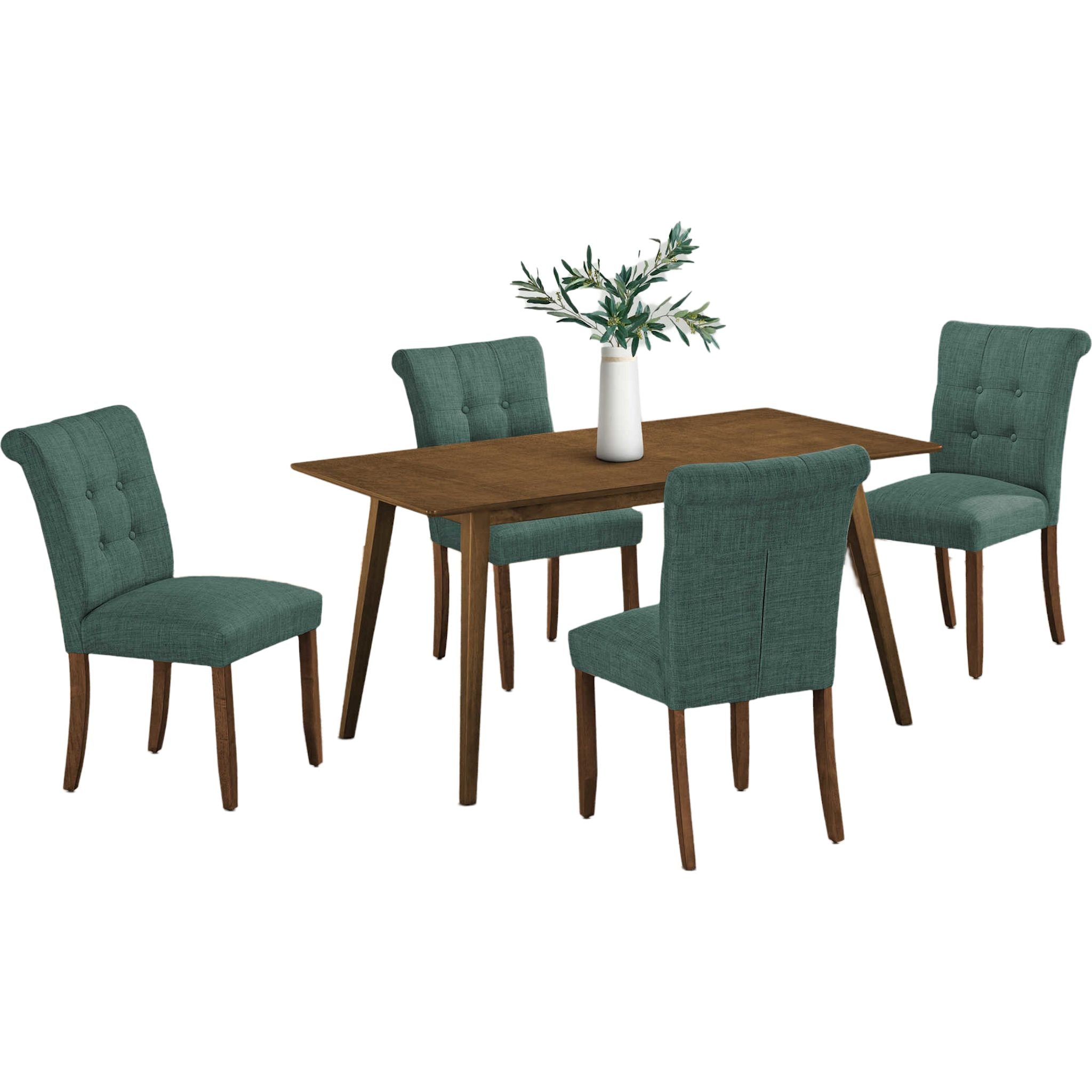 Modern 5-Piece Asher Wooden Dining Set - Solid Oak Table & 4 Chairs for Kitchen, Dining Room, or Small Space - Perfect for Family Meals & Entertaining Guests