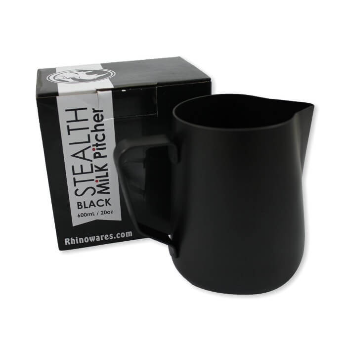 Rhinowares Stealth Milk Jug - Premium Coffee Pour Over Kettle for Baristas & Home Brewing - Perfect for Pour Over Coffee, Tea, and Specialty Drinks at Home or Cafe