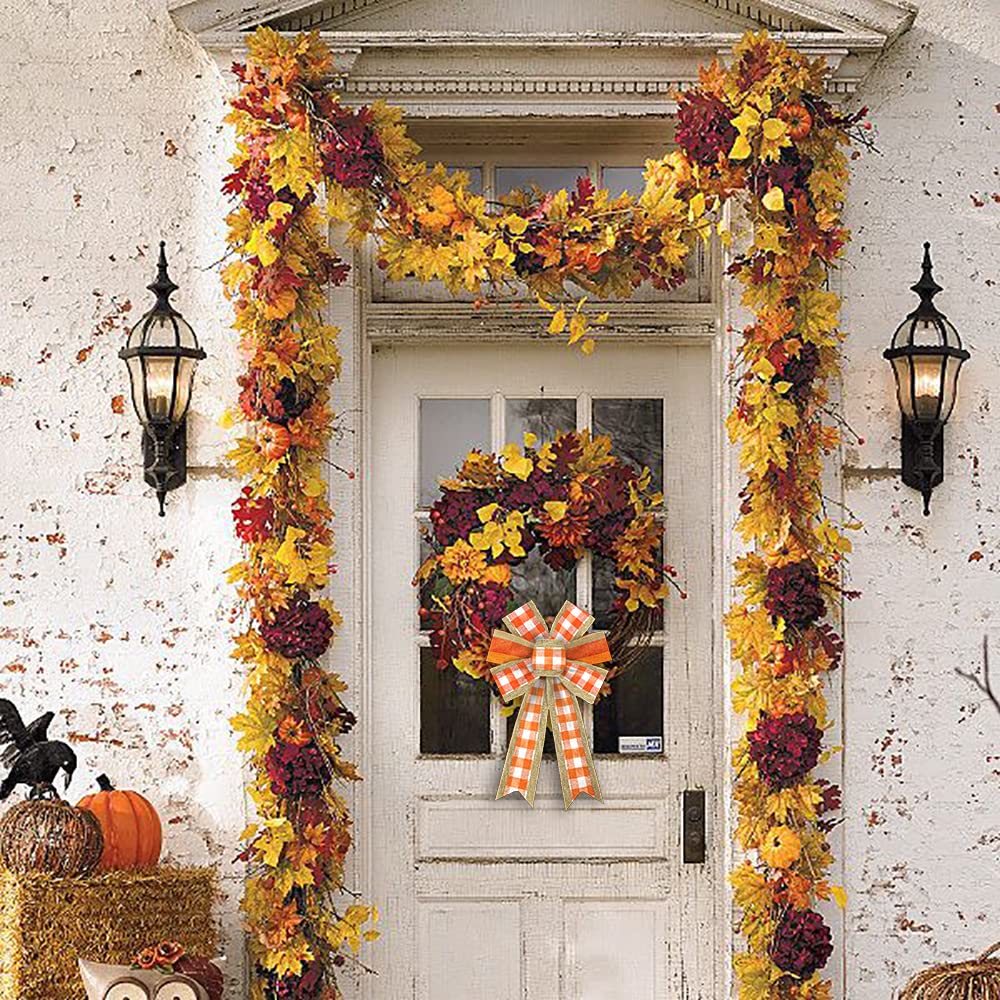 2pcs Fall Wreath Bows - Thanksgiving Decor for Home Indoor/Outdoor
