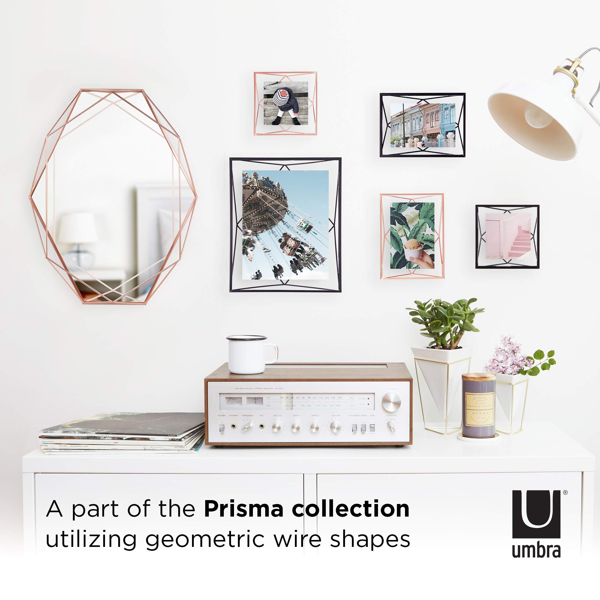 Umbra Prisma 4x6 Inch Black Metal Picture Frame - Wall Mount or Tabletop Photo Display for Home & Office Decor - Perfect for Family Photos, Wedding Pictures & Artwork