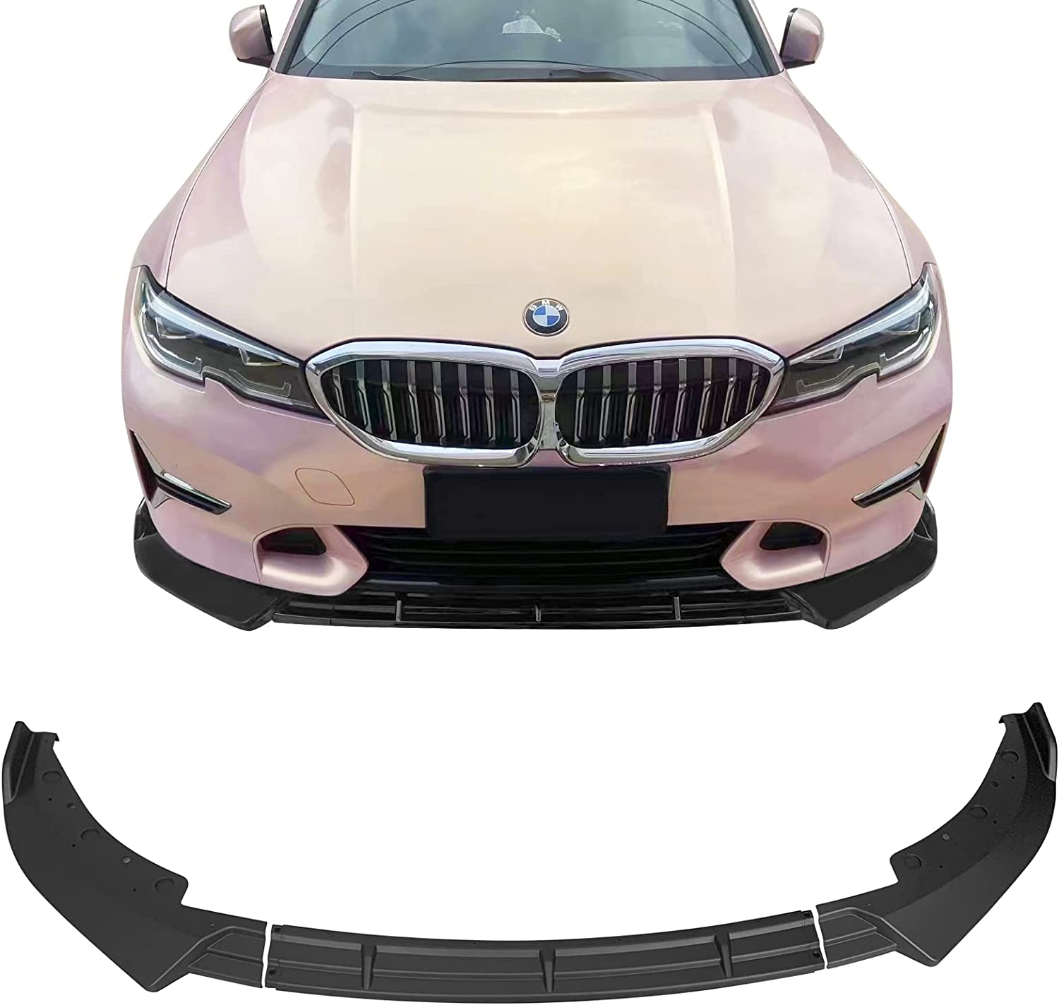 2019-2022 BMW 3 Series G20 3-Piece Front Bumper Lip Spoiler - ABS Plastic - Not Compatible with M Sport/M Tech Bumper - Enhance Style & Aerodynamics for Street & Track Driving