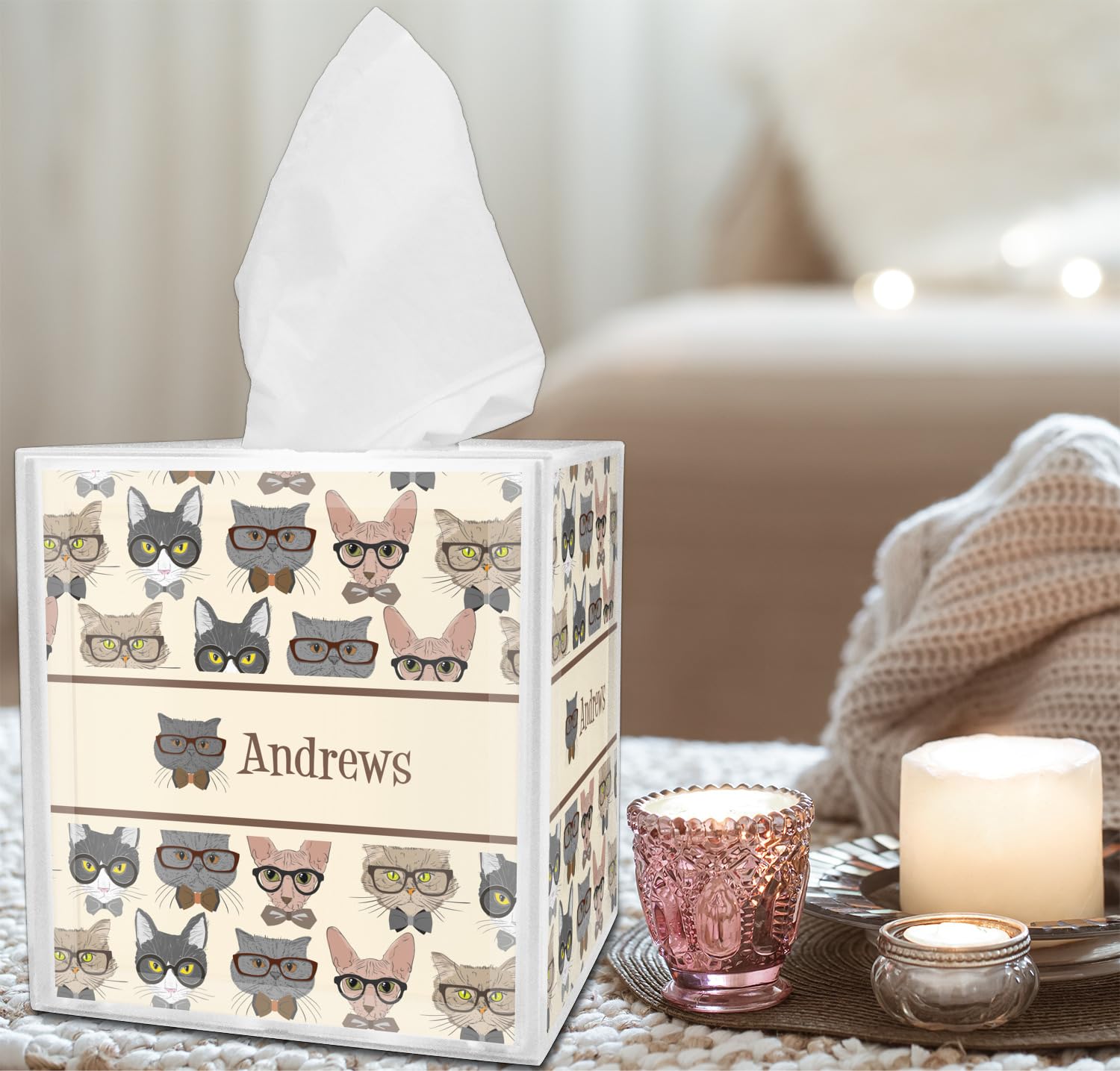 Custom Cat-Themed Tissue Box Cover - Stylish & Unique Home Decor for Living Room, Bedroom, or Office
