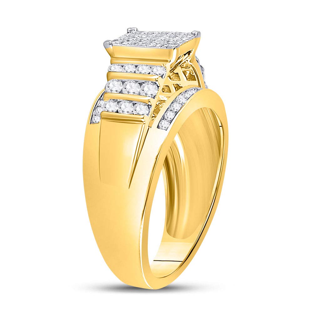 10K Yellow Gold Princess Cut Diamond Cluster Ring for Women - 1.00 CTTW | Elegant Engagement, Wedding, Anniversary Gift Jewelry