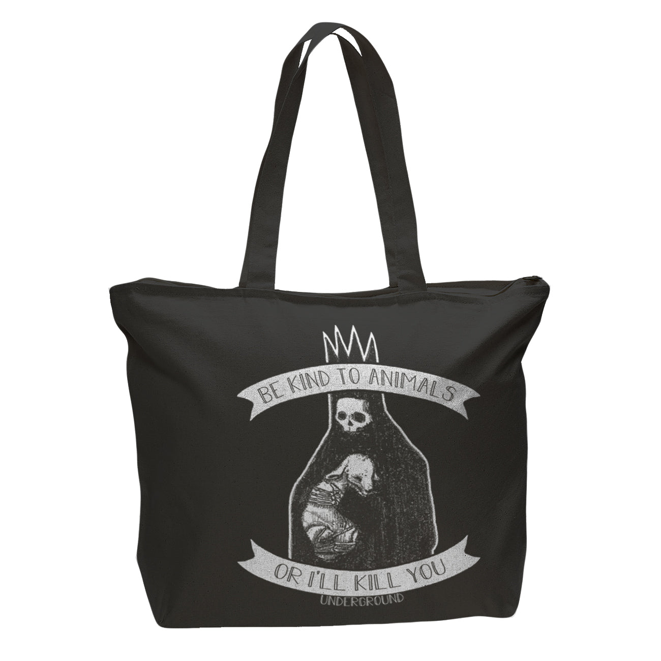 Eco-Friendly Reusable Shopping Tote Bag - Be Kind to Animals Print - Sustainable Grocery Bags for Shopping, Beach, Work & School