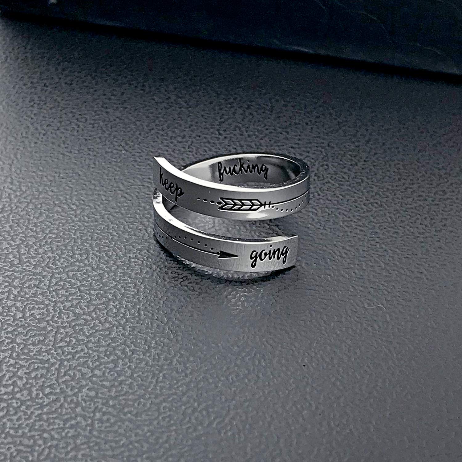 Inspirational Rings for Women - Stainless Steel Spiral Wrap Twist Ring - Motivational Personalized Jewelry - Birthday Gifts for Her - Perfect for Daily Wear, Office & Special Occasions