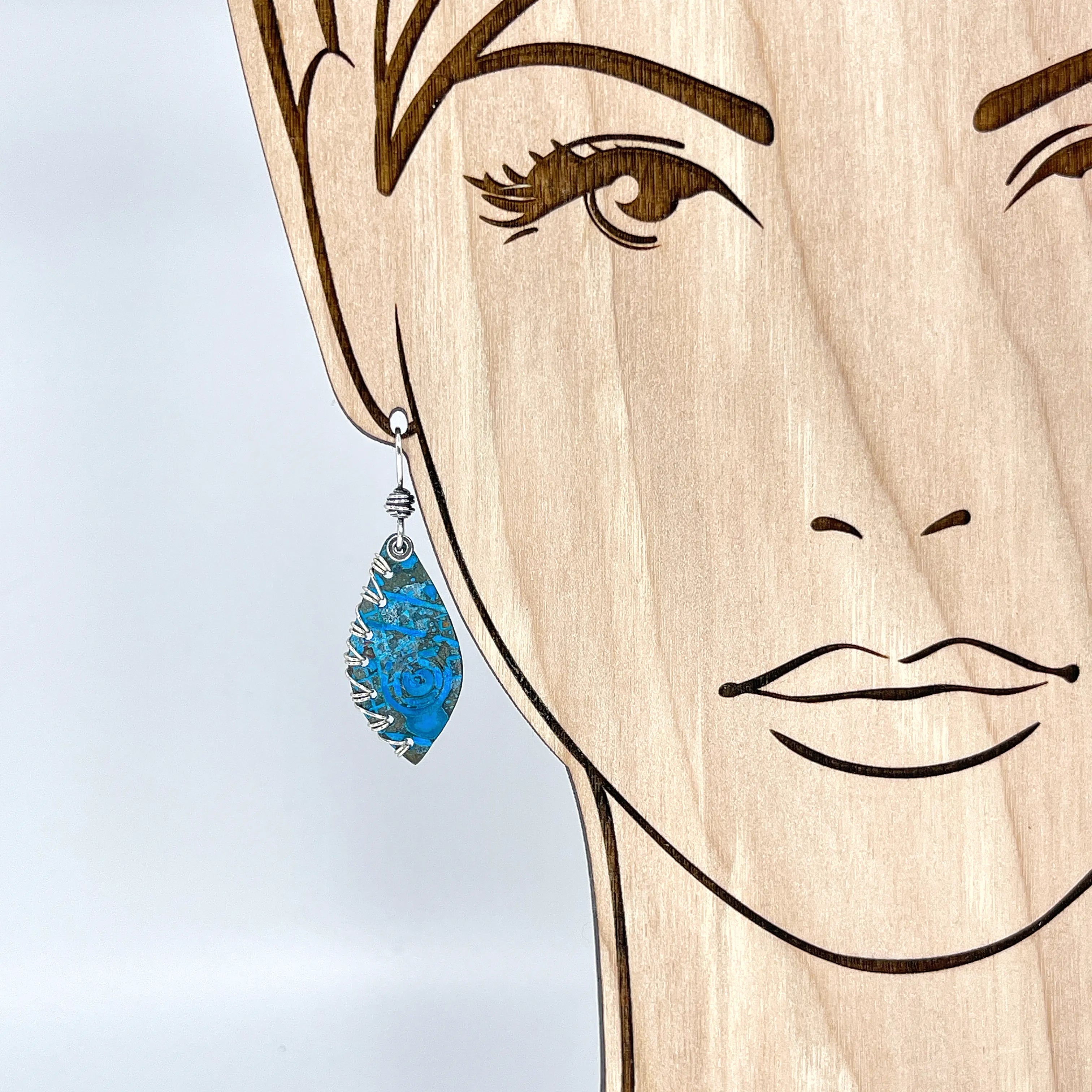 Handmade Copper Blue Patina Sterling Silver Earrings - Boho Chic Dangle Earrings for Women, Perfect for Parties, Weddings & Everyday Wear
