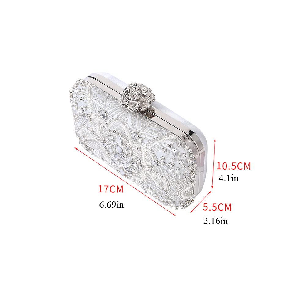Elegant Crystal Beaded Evening Clutch Purse for Women - Wedding, Prom, Gala & Special Occasion Handbag