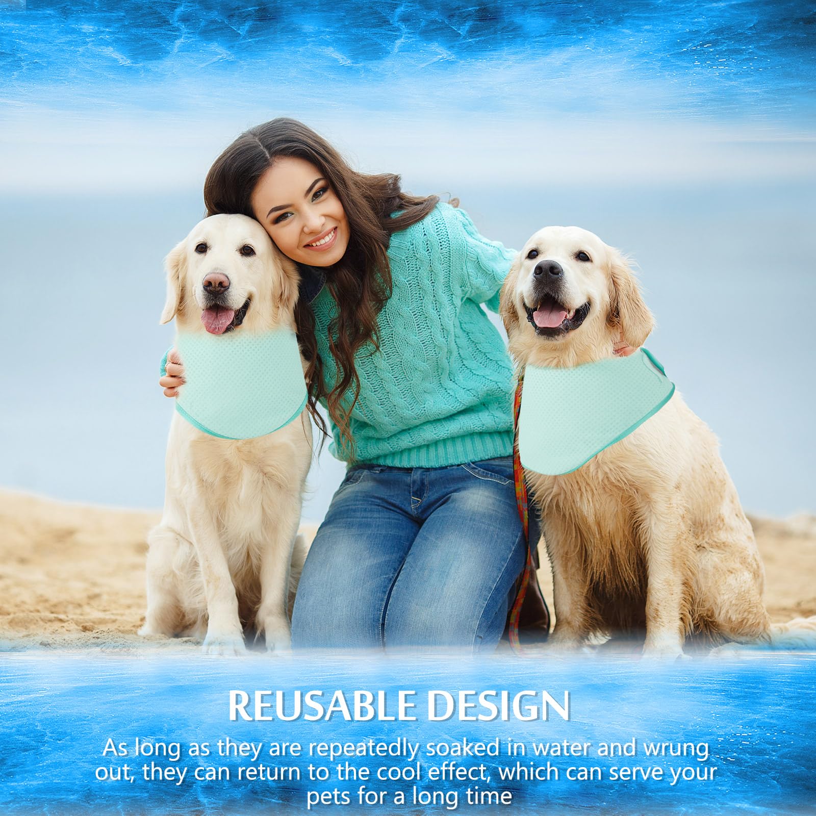 3 Pack Dog Cooling Bandana - Breathable Ice Pet Bandana for Hot Weather, Heat Dissipation Dog Neck Cooler Collar for Summer, Calming Triangle Scarf for Dogs & Cats (Green) - Perfect for Outdoor Walks, Beach Trips & Hot Summer Days
