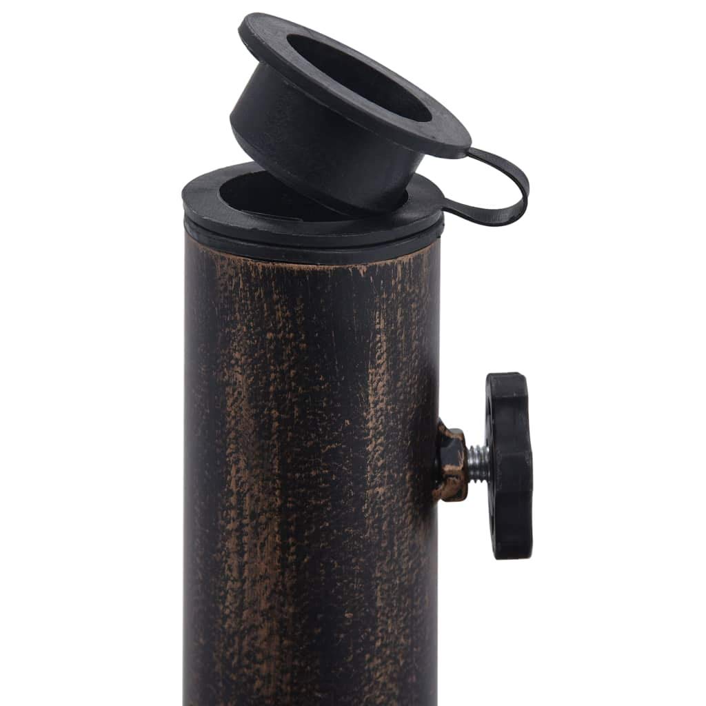 FAMIROSA Heavy Duty Cast Iron Bronze Garden Parasol Base - 26.5 lbs Umbrella Stand with Floral Design for Outdoor Patio, Deck & Garden Decor (18.9