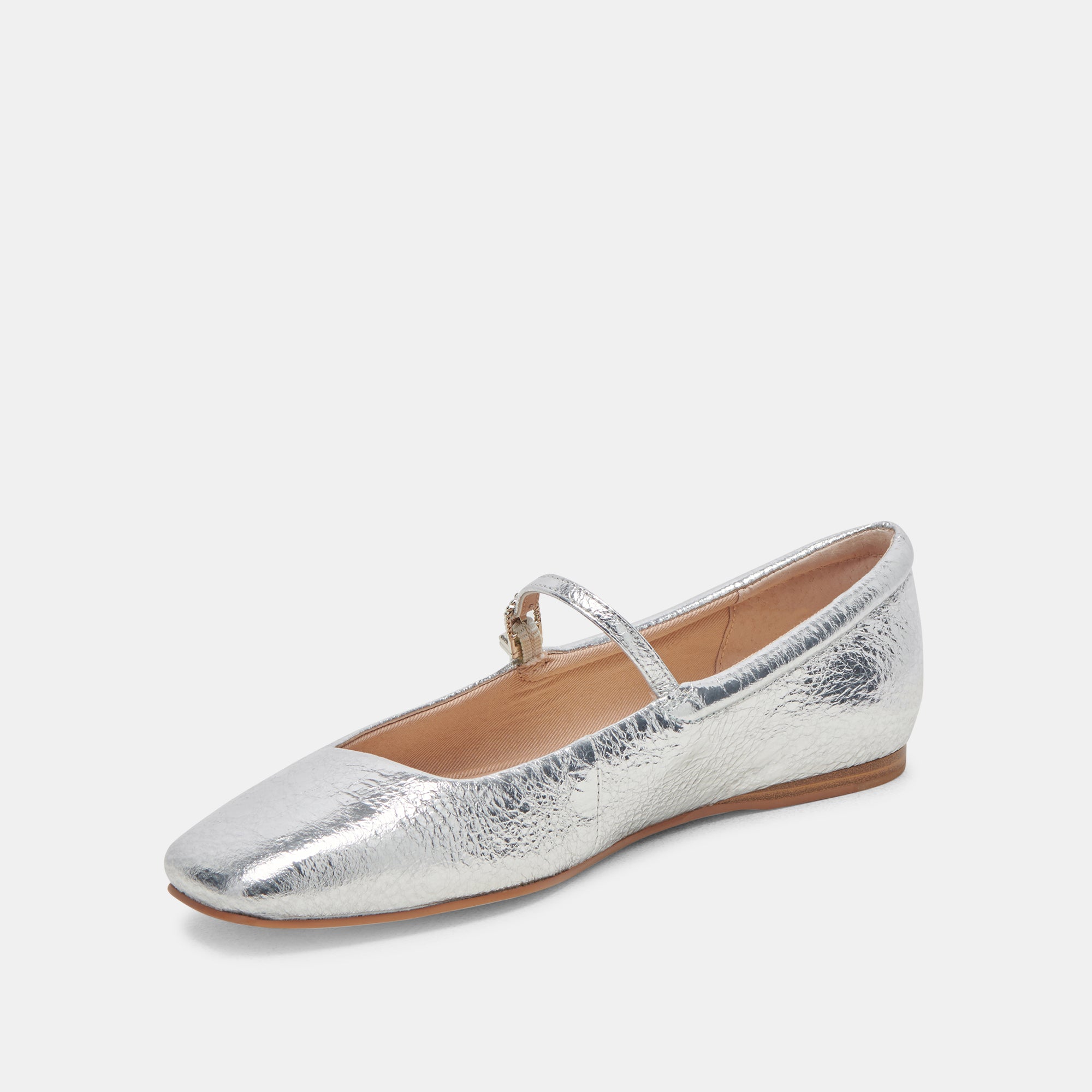 REYES Ballet Flats - Silver Distressed Leather Women's Shoes | Comfortable & Stylish for Casual Wear, Office, and Daily Outfits