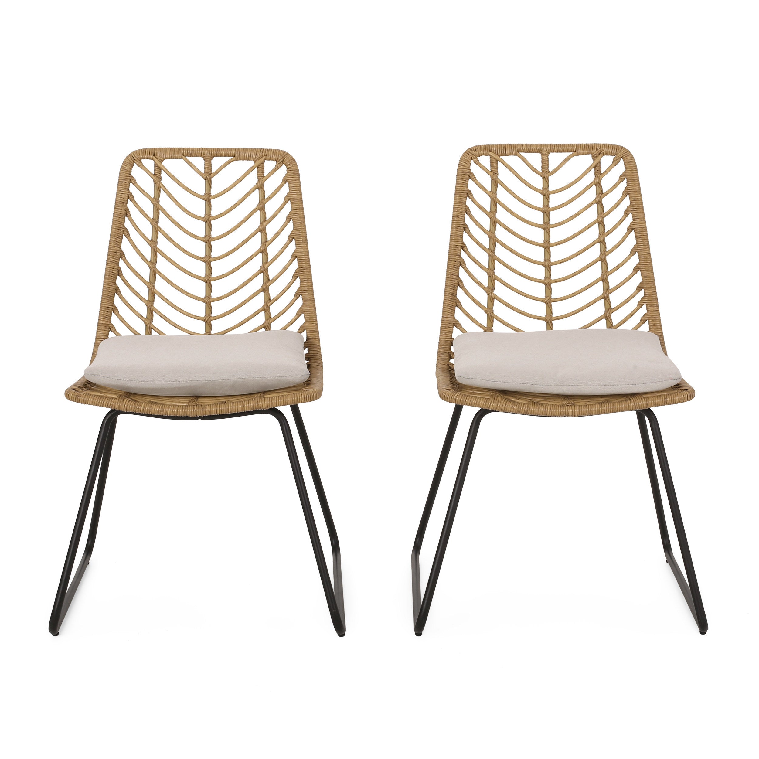 DEJA CHAIR Set of 2 with 2 Cushions - Modern Patio Lounge Chairs for Outdoor, Garden, Poolside & Balcony Relaxation