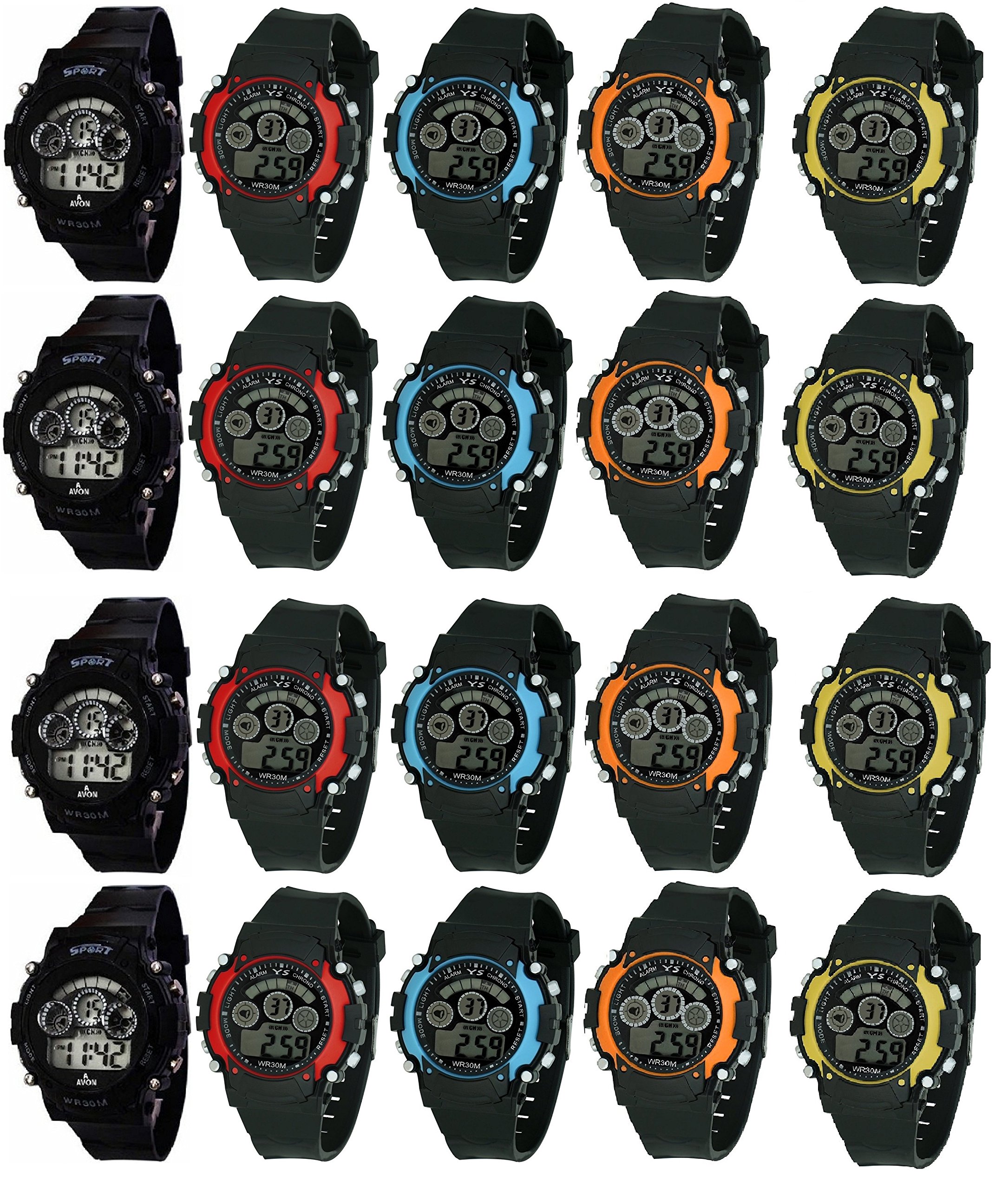 Pappi Haunt 20-Pack Kids Sports Digital Watches - Waterproof, Durable & Adjustable for Boys & Girls - Perfect for School, Sports & Outdoor Activities