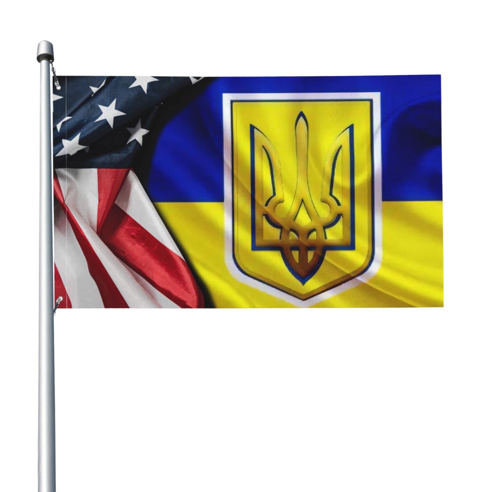 3x5 Ft American & Ukraine Friendship Flag - Durable Polyester with Brass Grommets - USA Ukraine Solidarity Banner for Outdoor, Indoor, Sports Events & International Support