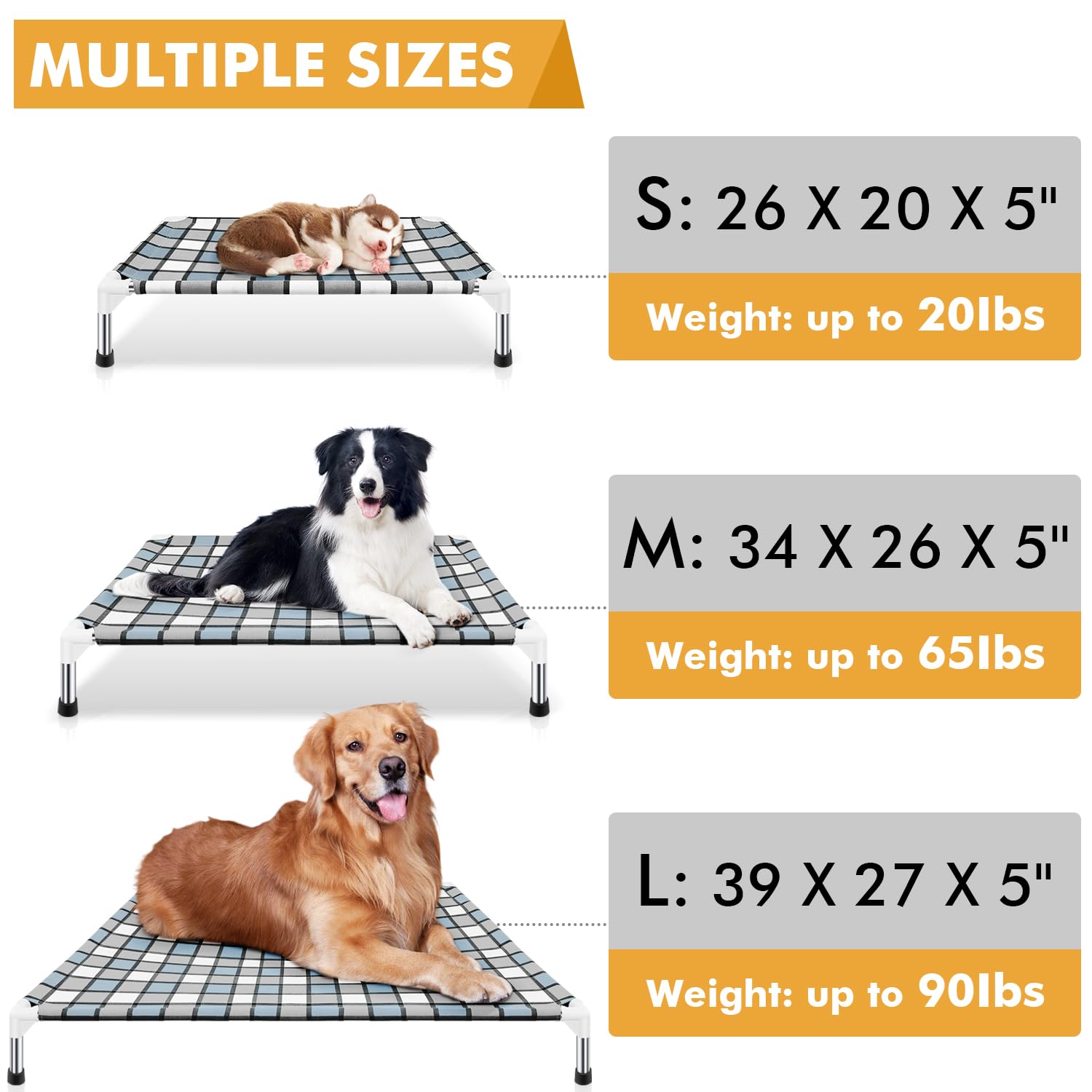 **Elevated Dog Bed - Raised Cooling Pet Cot for Medium Dogs, Breathable Mesh & Durable Frame - Perfect for Outdoor, Indoor, Camping & Patio Use**
