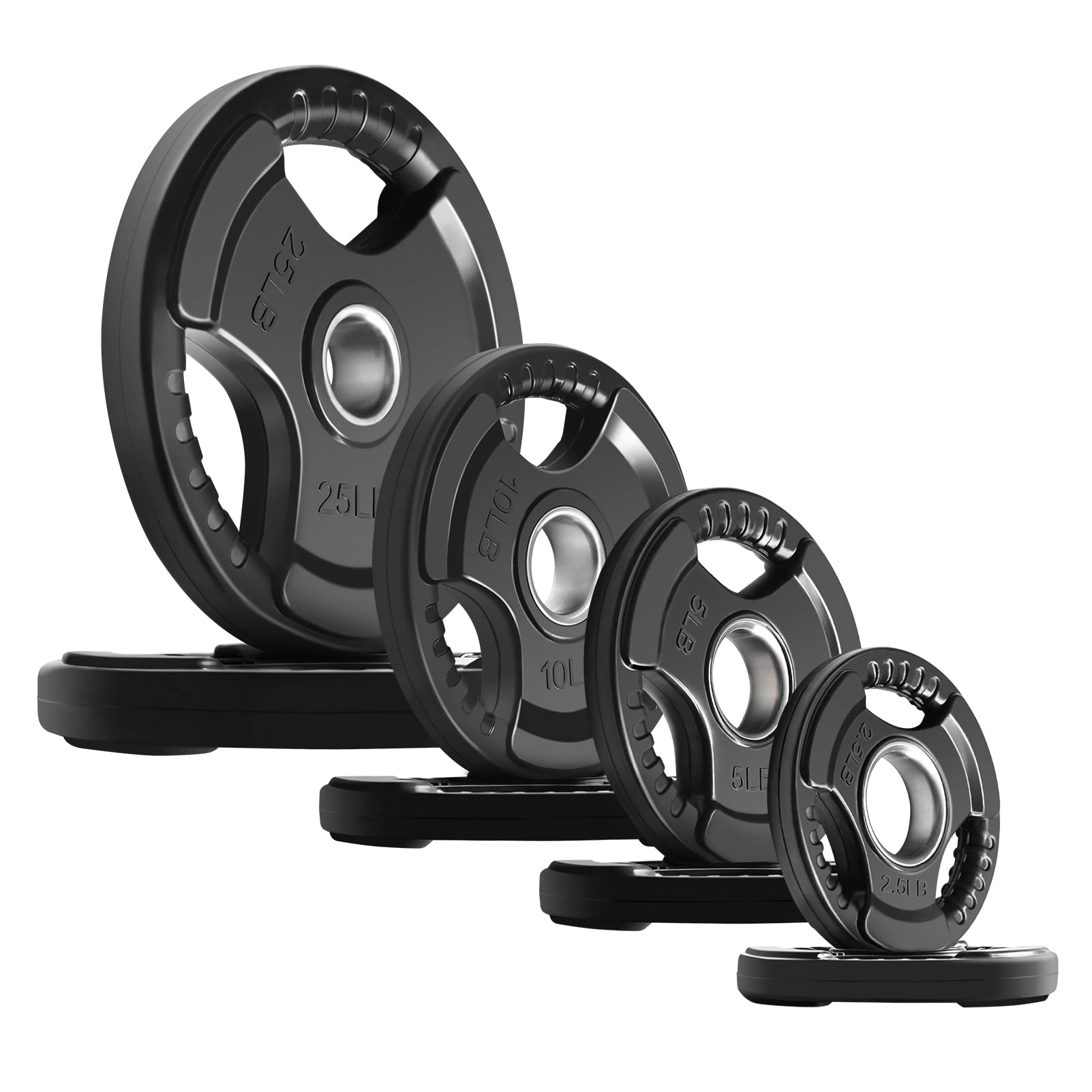 RitFit Olympic Rubber Grip Plates for Barbell - 2-Inch Weight Plates (2.5/5/10/25/35/45 LB) - Durable Home & Gym Weightlifting Equipment for Strength Training - Perfect for CrossFit, Powerlifting and Home Workouts