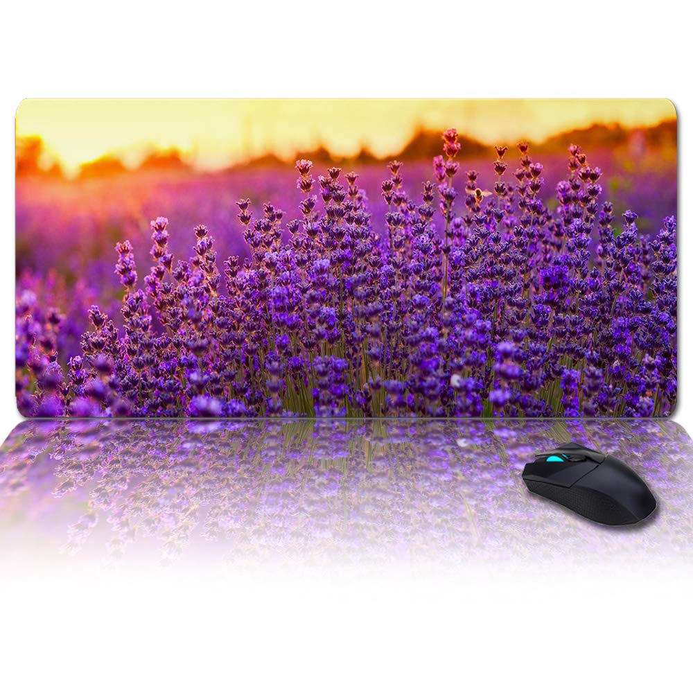 35x15 Inch Oversized Soft Desk Pad - Waterproof Office Desk Mat for Writing & Gaming, Sunset Lavender Purple - Perfect for Home Office, Gaming Setup & Workspace Protection