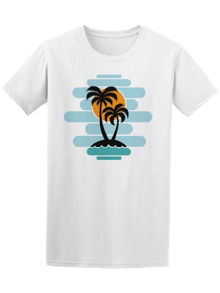 Men's Island Silhouette Palm Tree T-Shirt - Casual Summer Beach Wear for Vacation & Outdoor Activities
