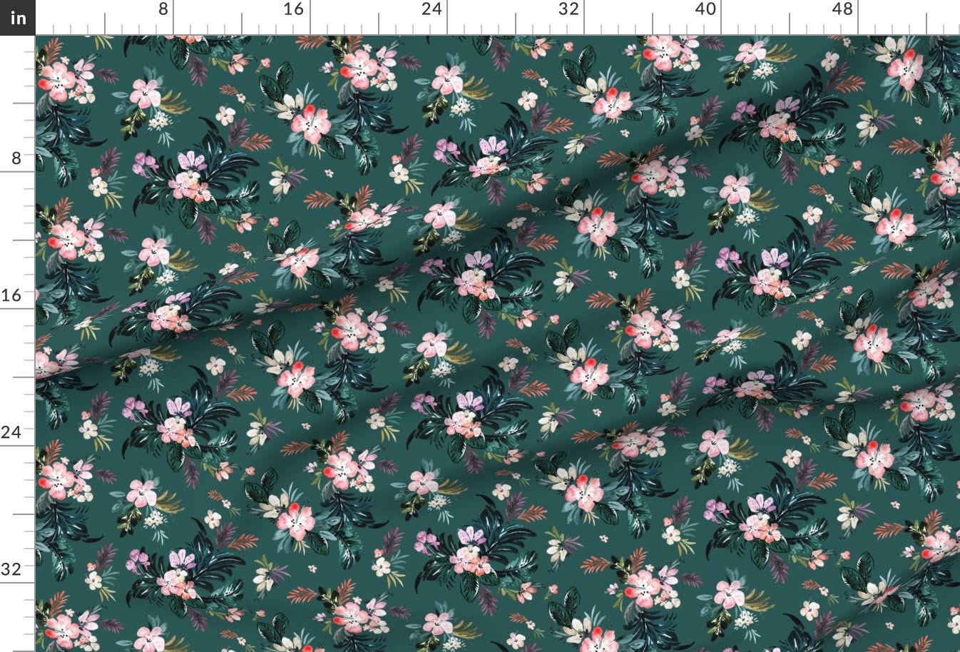 Premium Spoonflower Fabric - Teal Floral Tropical Hawaiian Print on Soft Minky Fabric by The Yard | Perfect for Sewing Baby Blankets, Quilt Backing & Plush Toys | DIY Summer Projects & Home Decor