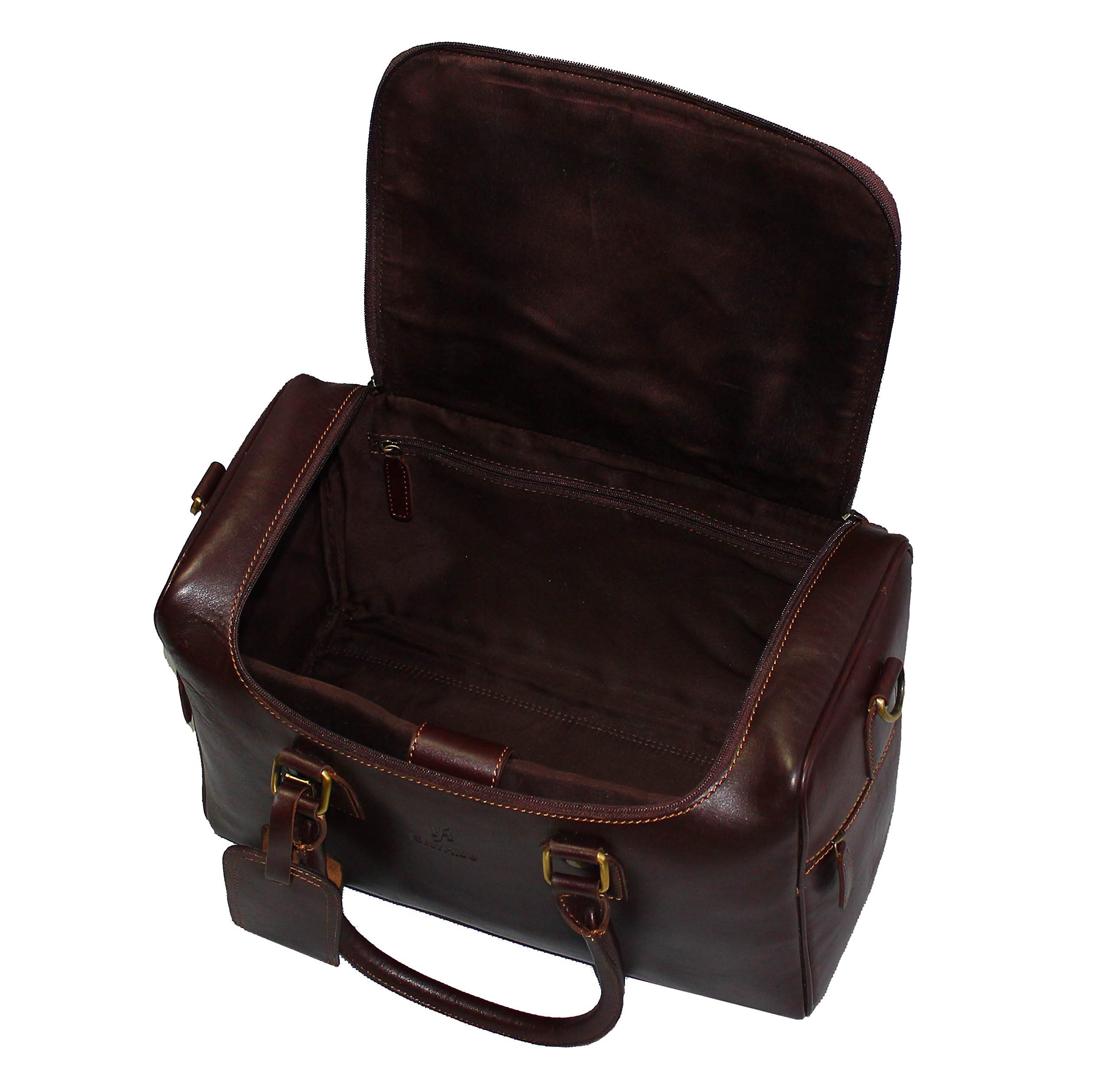 Premium Men's Duffle Leather Holdall Bag - Travel, Gym & Sports Luggage - Durable Brown Leather Weekender Bag for Business Trips, Workouts & Weekend Getaways