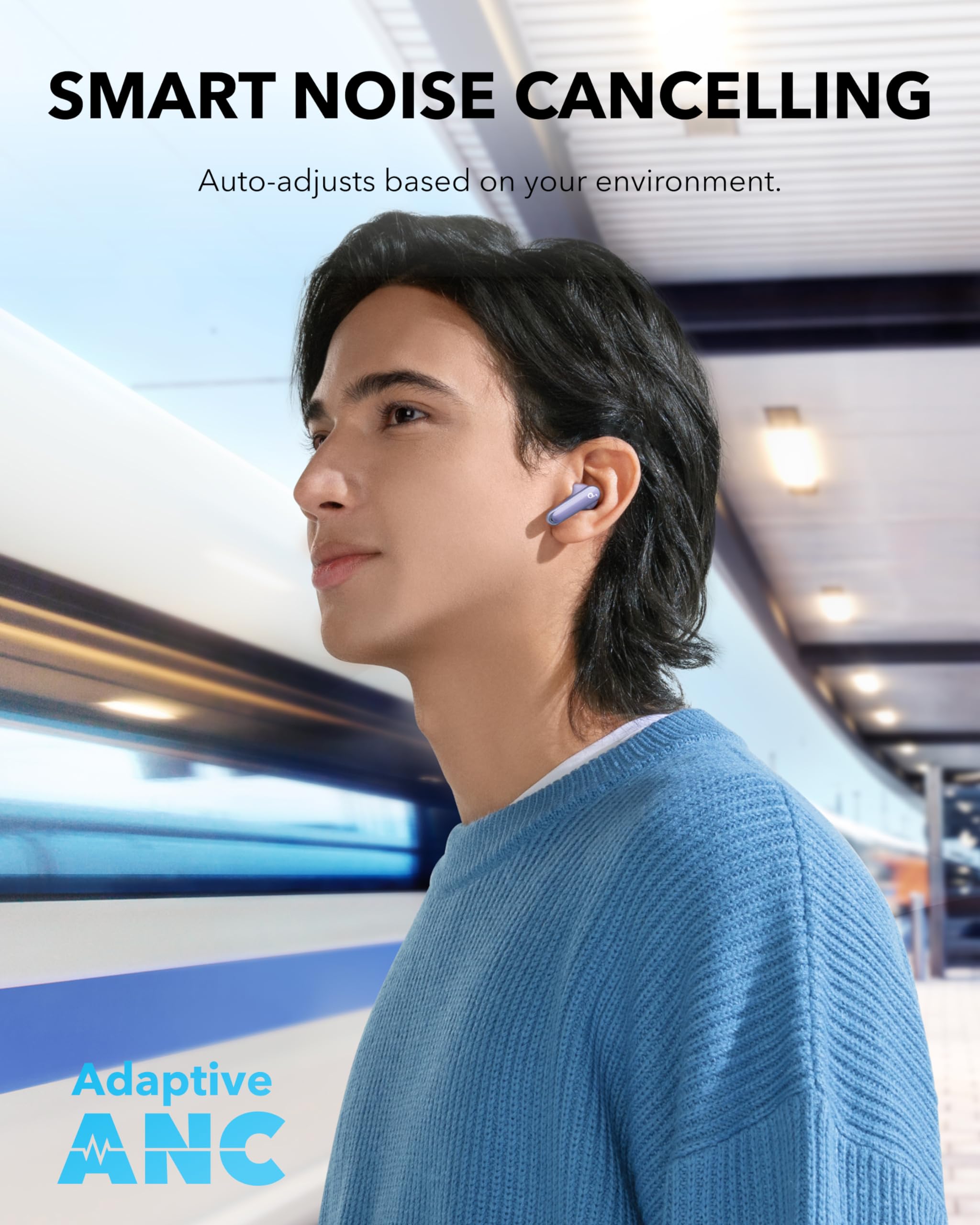 Anker Soundcore P40i Wireless Earbuds with Adaptive Noise Cancellation, Deep Bass, 60H Playtime, IPX5 Waterproof, Bluetooth 5.3 - Perfect for Commuting, Workouts, and Travel