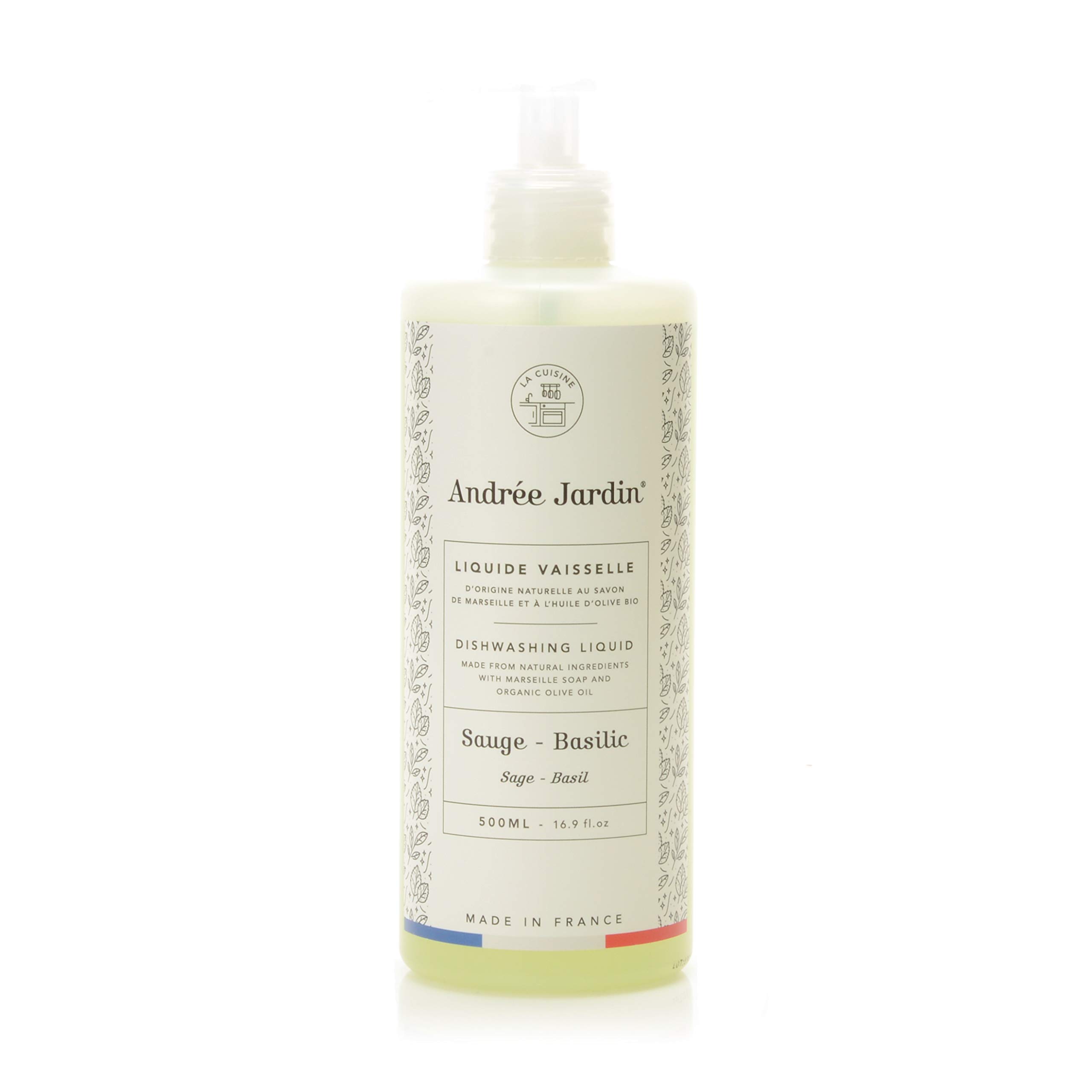 Eco-Friendly Dish Washing Liquid - Sage & Basil Scent, 500ml | Plant-Based Formula for Grease Removal | Perfect for Kitchen, Camping & RV Use