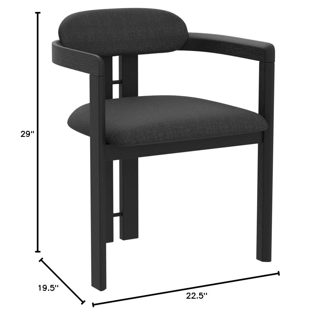 Armen Living Jazmin Fabric Modern Dining Chairs - Set of 2, Charcoal Gray Upholstered Side Chairs for Kitchen, Dining Room & Breakfast Nook - Comfortable & Stylish Seating