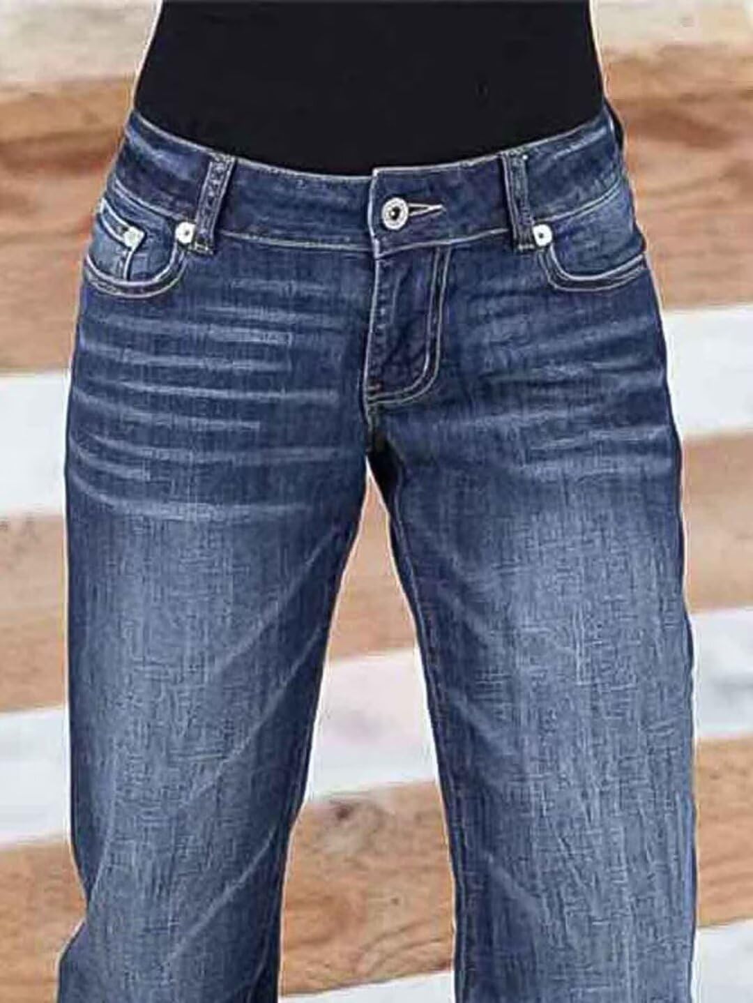 Flamingals Women's Flare Leg Bootcut Jeans - Mid Rise Stretch Denim with Wash & Stitch Details | Comfortable Casual Pants for Work, Date Night & Everyday Wear