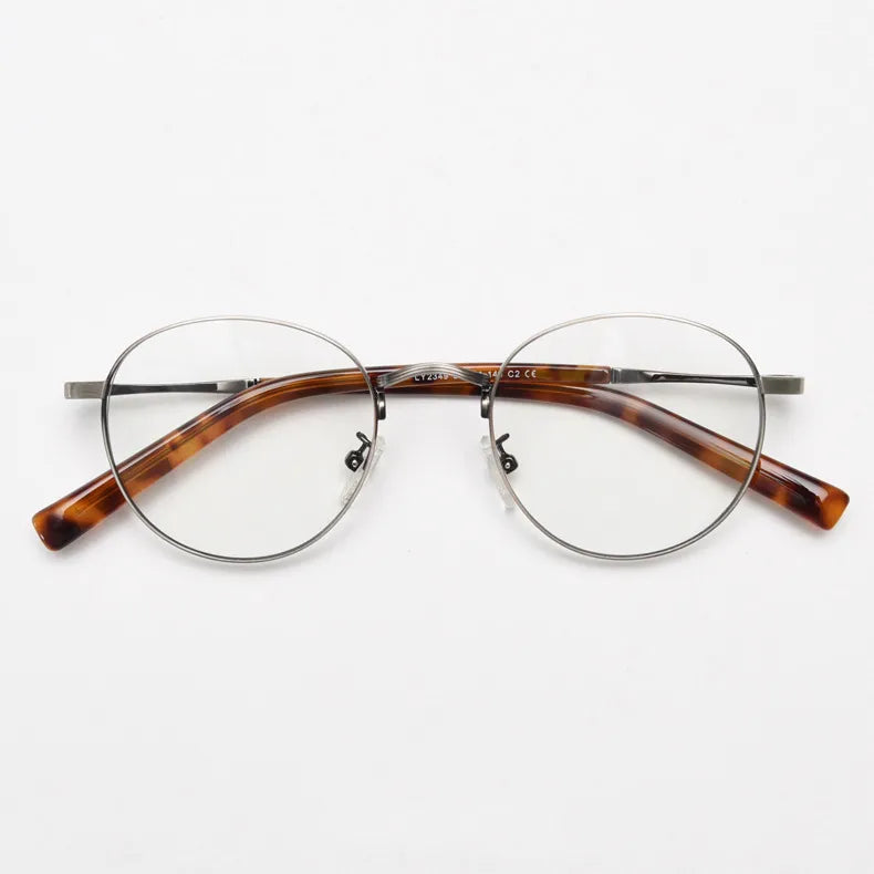 CCspace Unisex Full Rim Round Alloy Eyeglasses 56836 - Lightweight Metal Frame Glasses for Men & Women - Perfect for Reading, Driving & Daily Wear