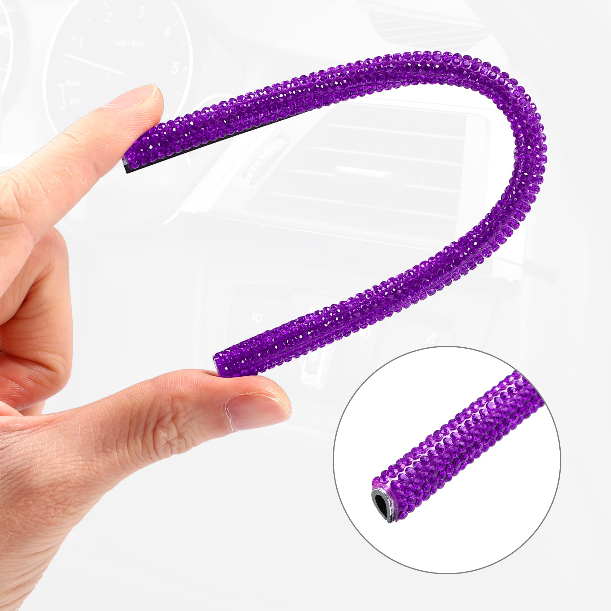 X AUTOHAUX 10-Pack Rhinestone Air Vent Decorations - Bling Car Interior Accessories for Straight Vents (Purple) | Add Sparkle to Your Vehicle's Dashboard & Upgrade Your Car's Style