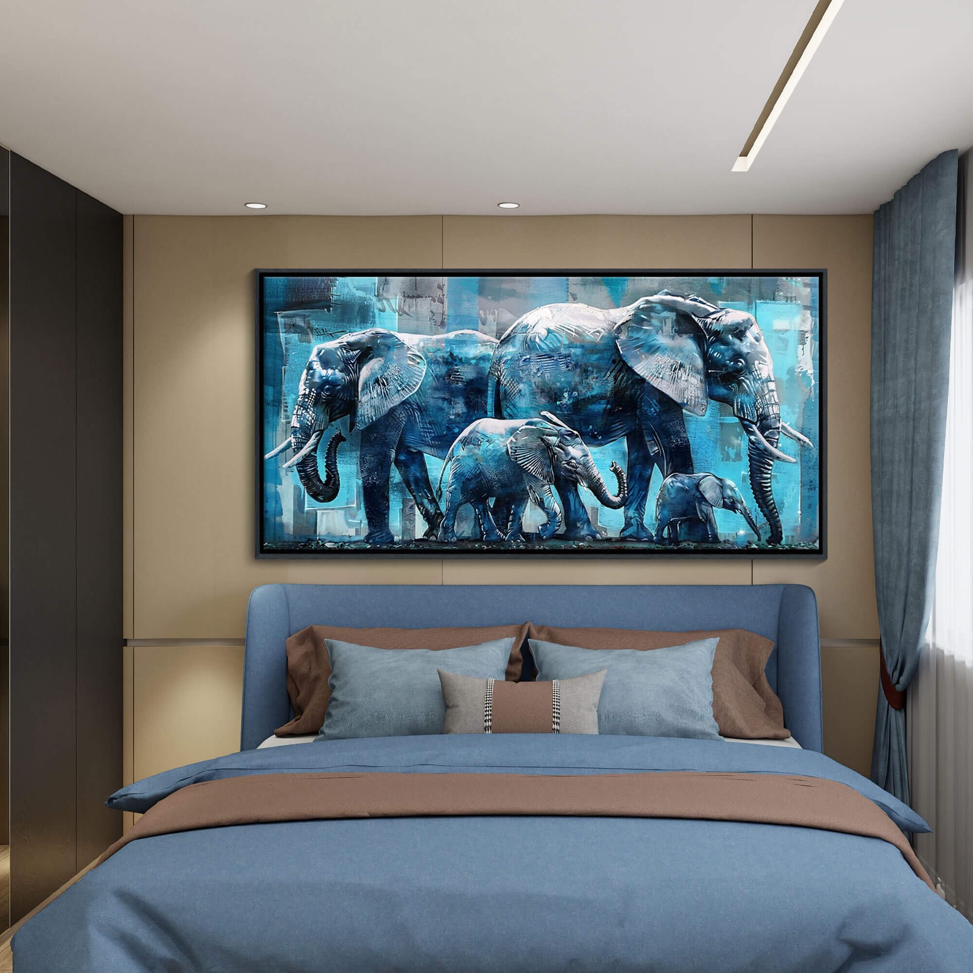 Elephant Canvas Wall Art - Large 20x40 Inches Framed Animal Print for Living Room, Bedroom & Office Decor | Perfect for Modern Home & Office Interior Design