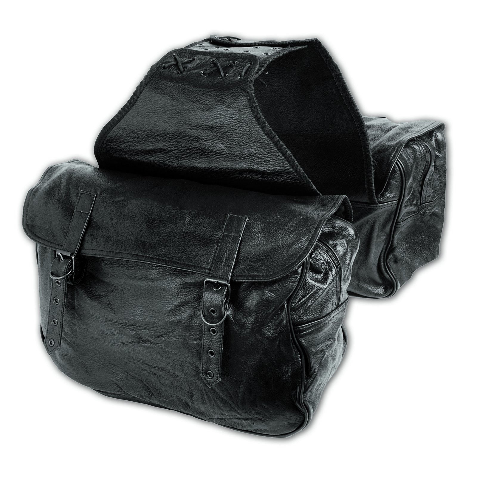 Premium Soft Leather Motorcycle Saddlebags Pair - Durable Throw Over Biker Bags for Harley, Cruiser & Touring Bikes - Perfect for Long Rides & Daily Commutes