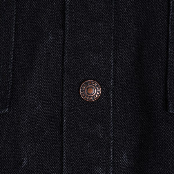 Iron Heart IHSH 362 16oz Non Selvedge Denim CPO Shirt - Superblack (Fades To Grey) | Heavyweight Workwear Shirt for Men | Perfect for Outdoor Work, Motorcycle Riding & Casual Wear