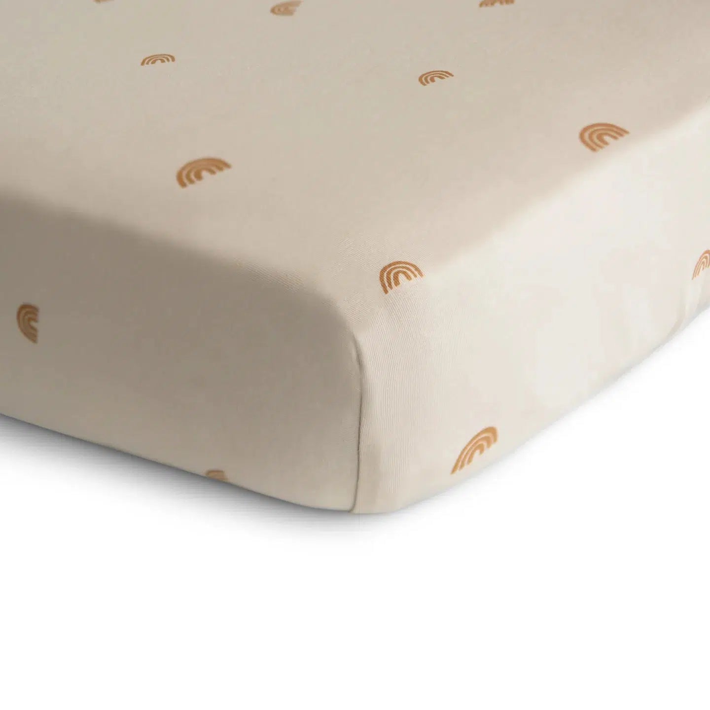 Mushie Stretchy Crib Sheet - Soft Organic Cotton Baby Crib Fitted Sheet with Rainbow Design | Perfect for Nursery, Daycare & Travel