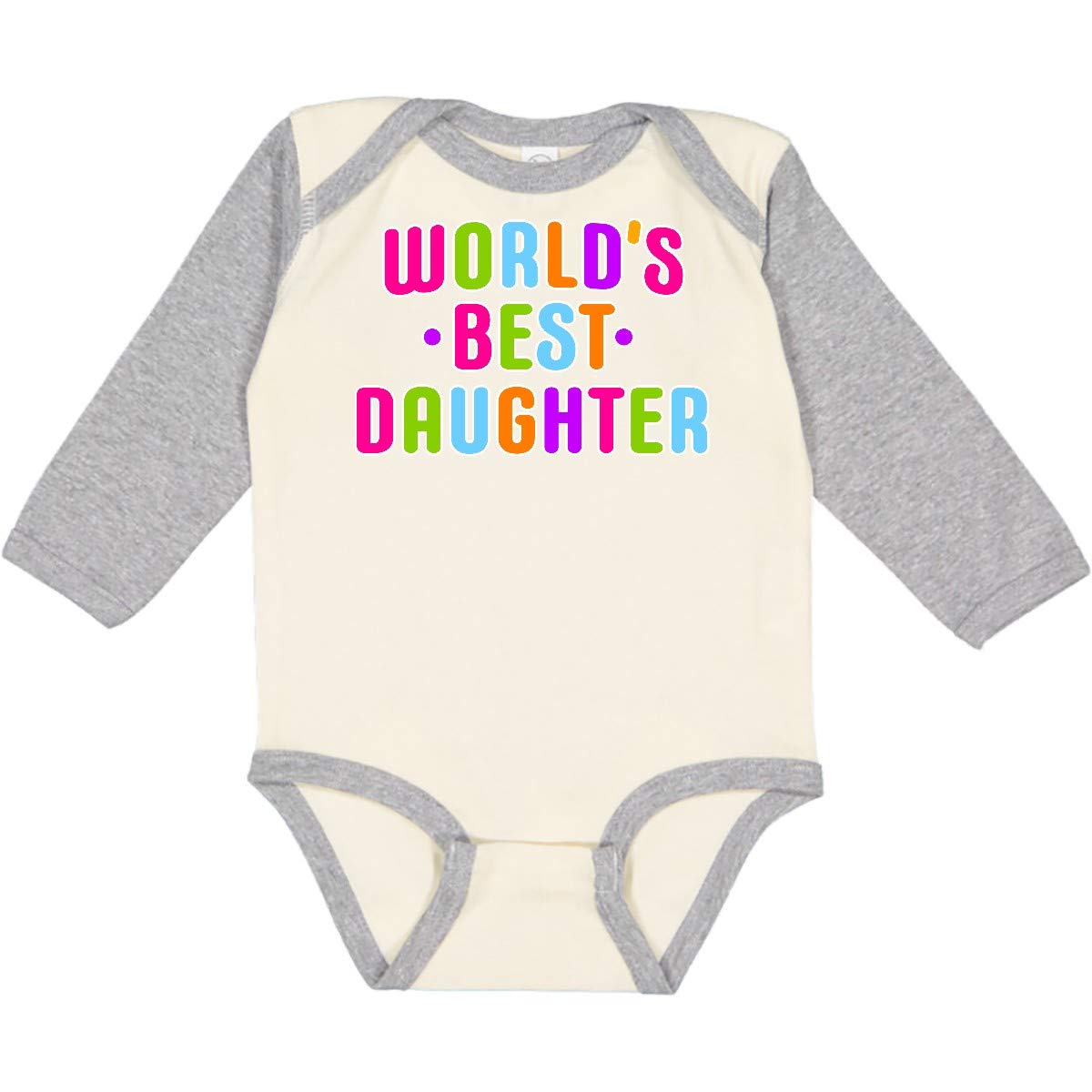 Inktastic Worlds Best Daughter Long Sleeve Creeper - Adorable Baby Bodysuit for Girls, Soft Cotton Infant Romper - Perfect for Family Photos, Holidays & Special Occasions