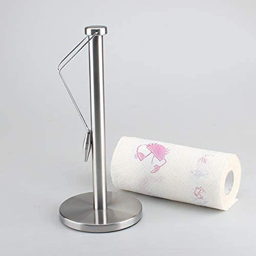Stainless Steel Paper Towel Holder - One-Handed Tear Kitchen Towel Dispenser Rack for Countertop & Dining Table | Perfect for Easy Access While Cooking & Cleaning