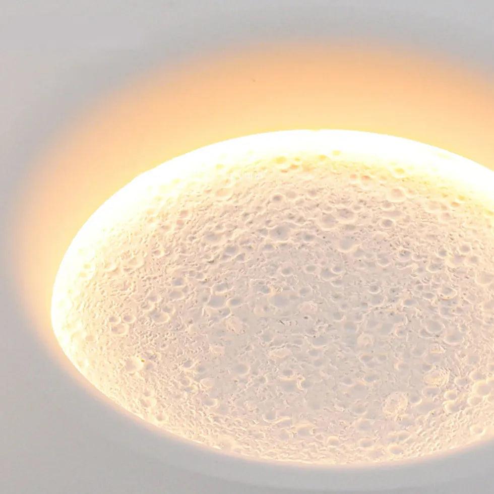 Modern White Moon Gypsum Flush Mount Wall Lights - Sleek Minimalist Ceiling Lighting for Bedroom, Living Room & Hallway