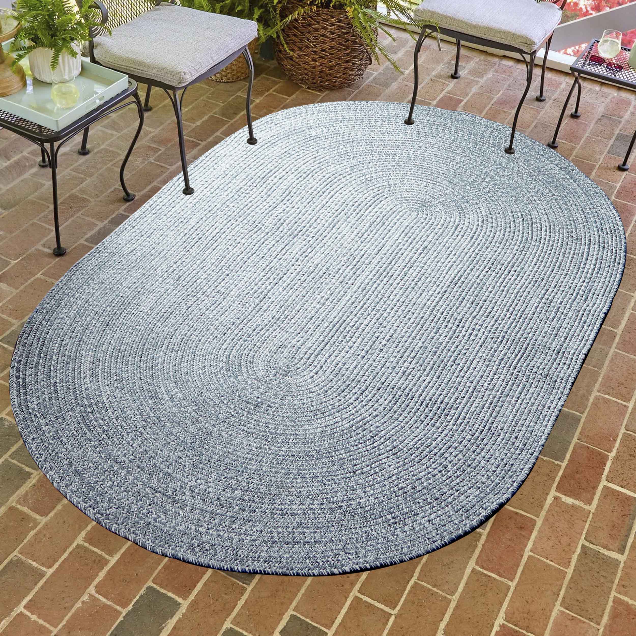 Reversible Braided Area Rug - Non-Slip Two Tone Indoor/Outdoor Rug for Living Room, Bedroom, Patio - Soft & Durable Home Decor