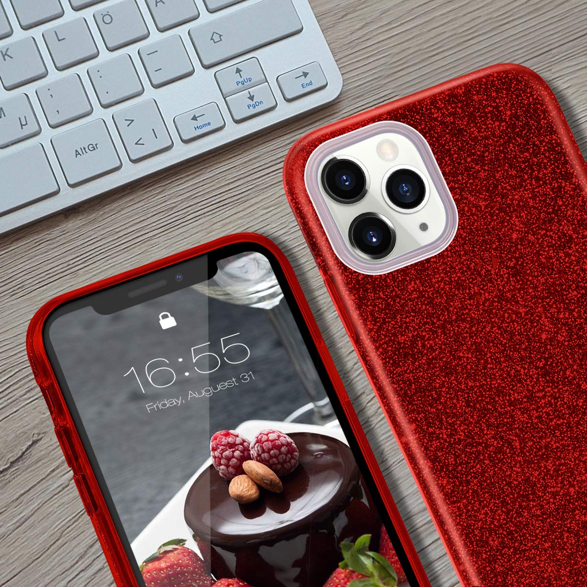 MATEPROX iPhone 11 Pro Max Case 6.5 inch - Sparkle Bling Protective Cover for Women & Girls, Christmas Gift, Red | Perfect for Daily Use, Parties & Holiday Gifting