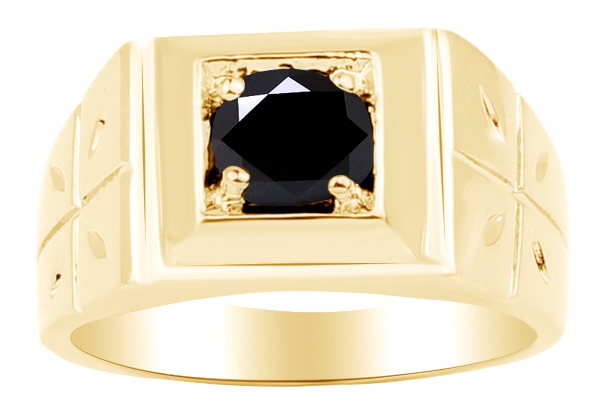 14K Yellow Gold Over Sterling Silver AFFY Side Cross Curve Men's Ring - Durable Religious Jewelry Gift for Him, Perfect for Weddings, Anniversaries & Everyday Wear
