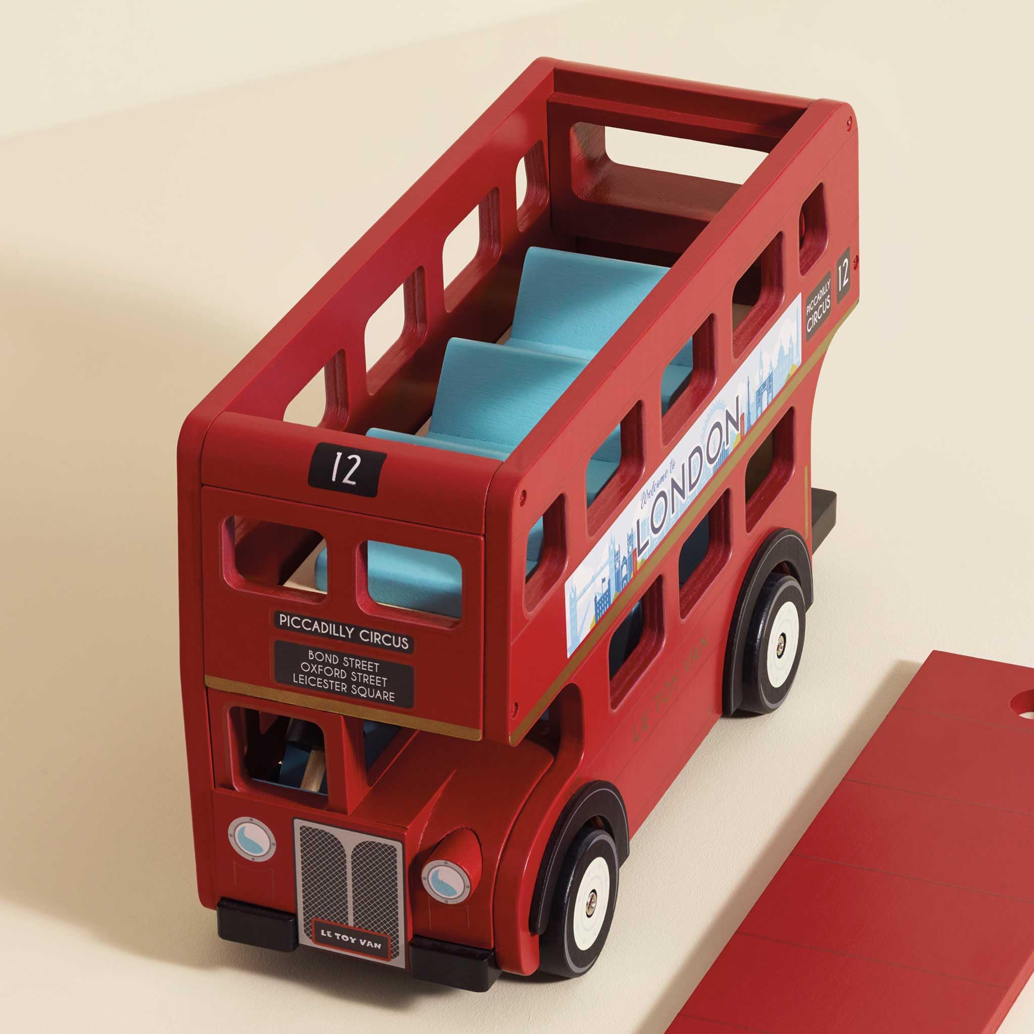 Le Toy Van London Double Decker Bus - Wooden Construction Vehicle Toy for Kids - Pretend Play & Educational Toy for Boys & Girls Ages 3+ - Perfect for Imaginative Play, Preschool Learning & Nursery Decor
