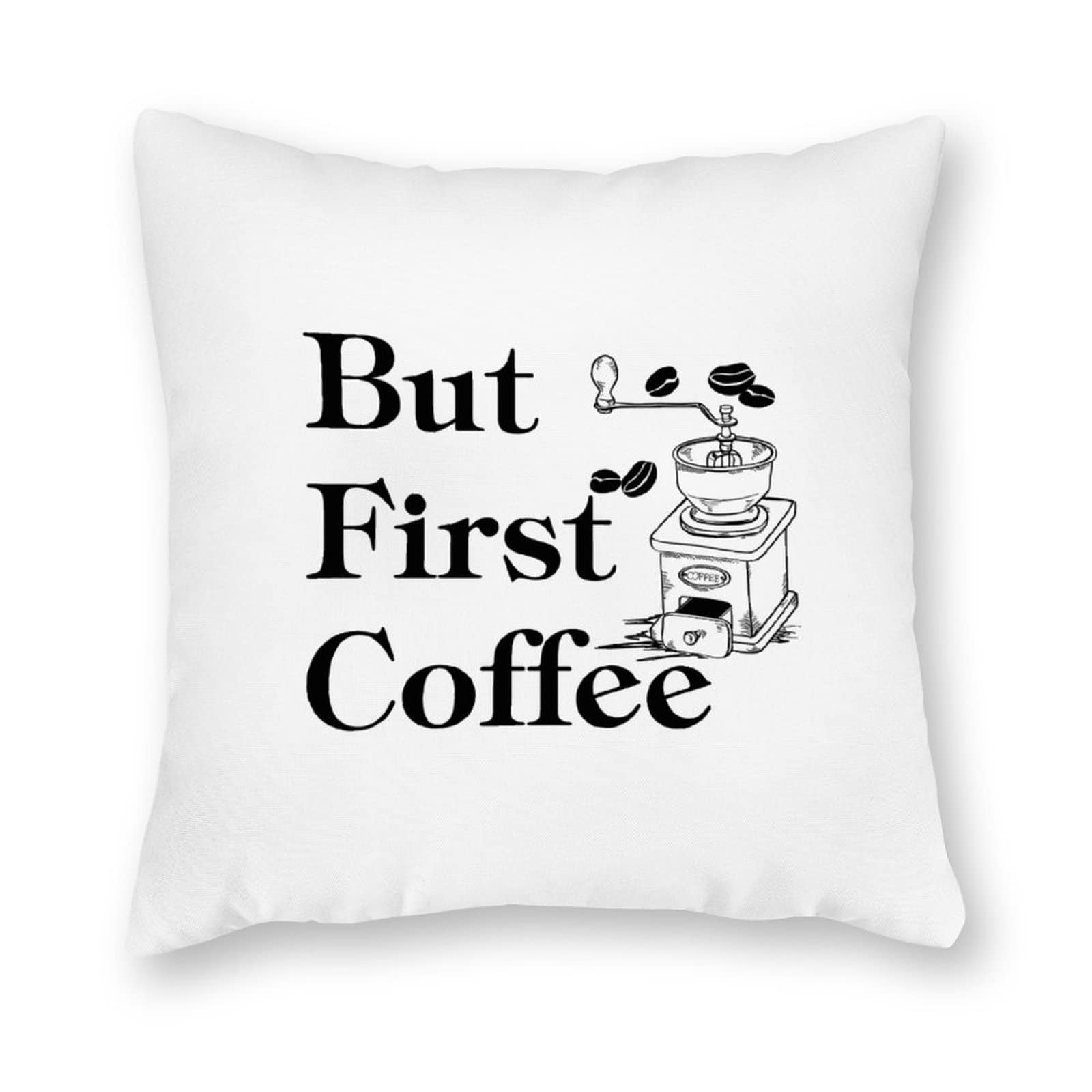 Outdoor Decorative Throw Pillow Cover 24x24 Inch - But First Coffee Design, Square Couch Cushion Sham for Garden, Patio Furniture - Perfect for Outdoor Seating, Porch Decor & Backyard Relaxation