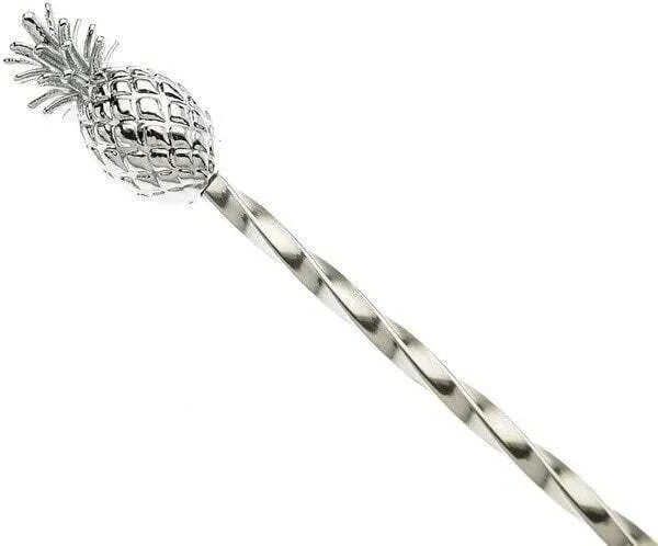 Barfly 13 Inch Pineapple Swizzle Stick - Stainless Steel Cocktail Stirrer for Tropical Drinks, Tiki Bars & Home Mixology