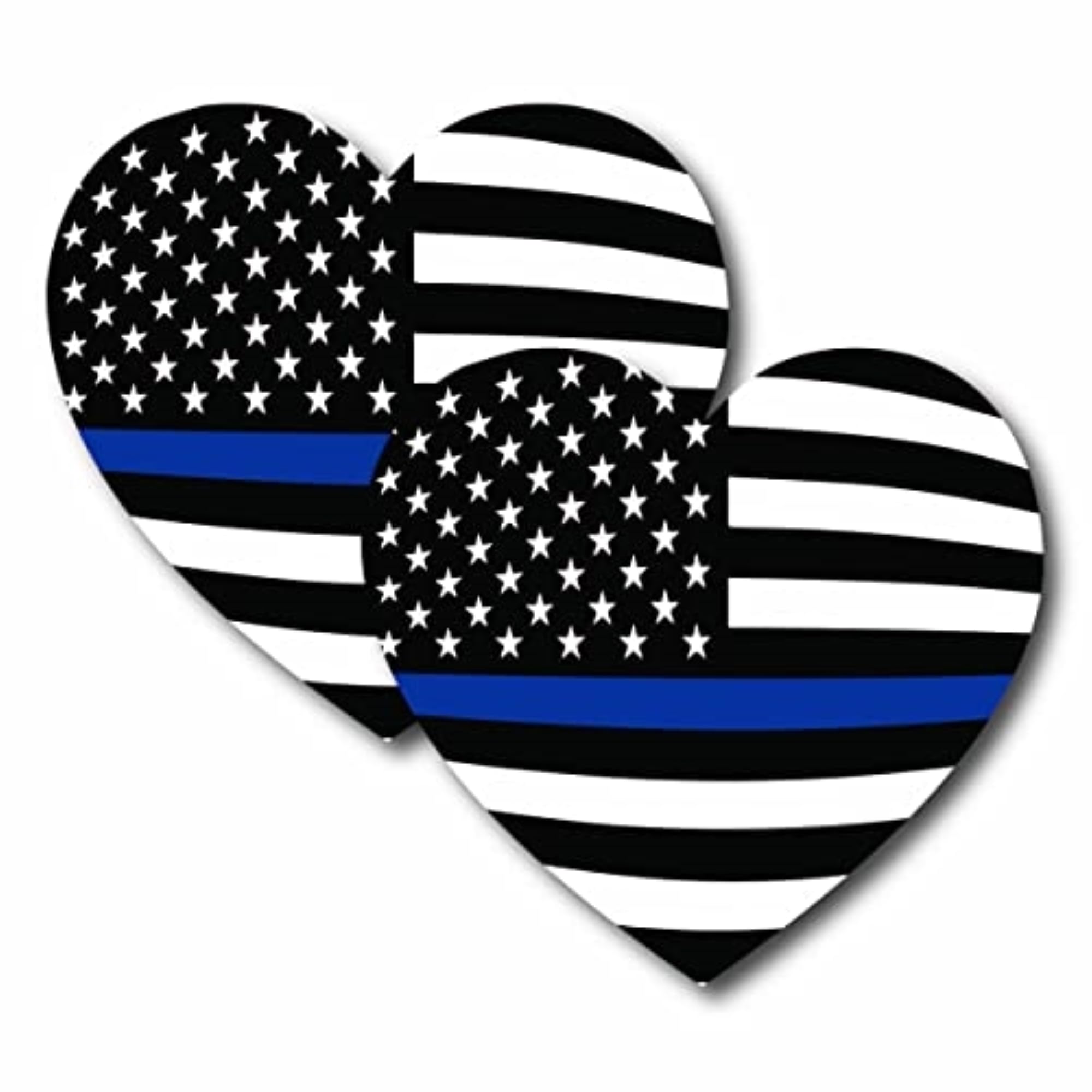 Thin Blue Line American Heart Magnet Decal - 2 Pack 5 Inch Heavy Duty Car Magnet for Truck, SUV - Support Police & Law Enforcement - Made in USA - Perfect for Showing Support on Vehicles, Fridges & Metal Surfaces